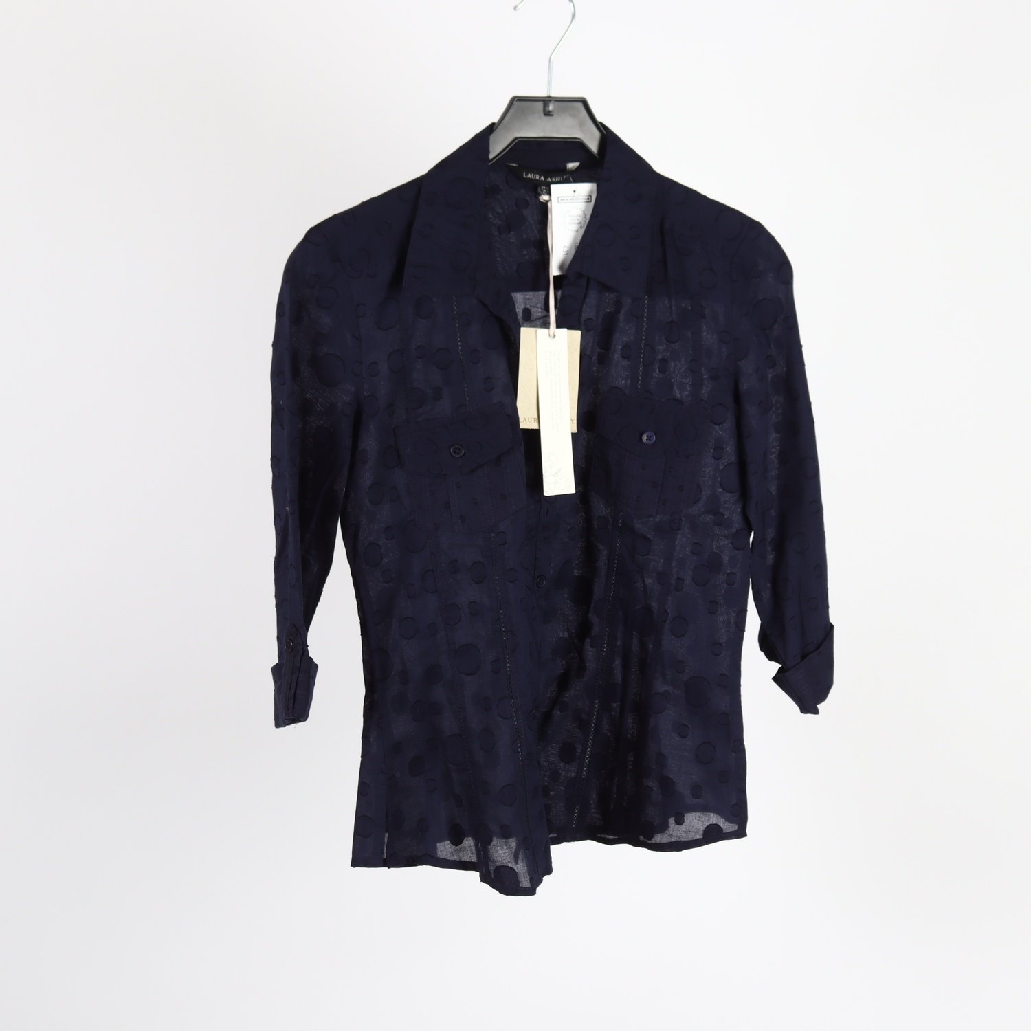 Blus, Laura Ashley, blå, stl. 38.
