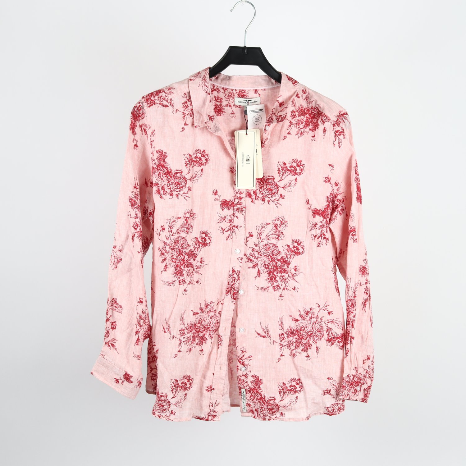 Blus, Hampton Republic, rosa, röd, lin, stl. 44.
