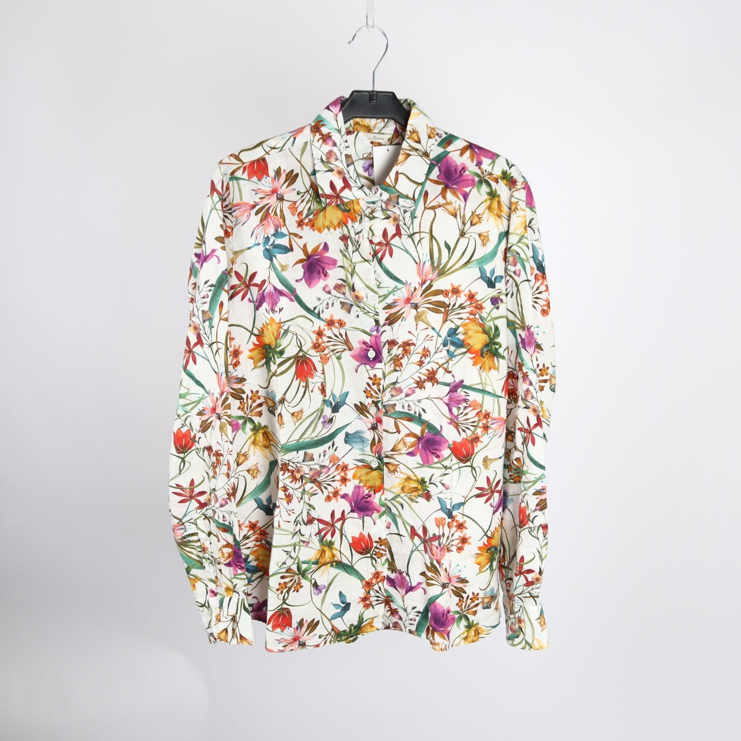 Blus, Stenströms, blommig, vit, lin, stl. 42.