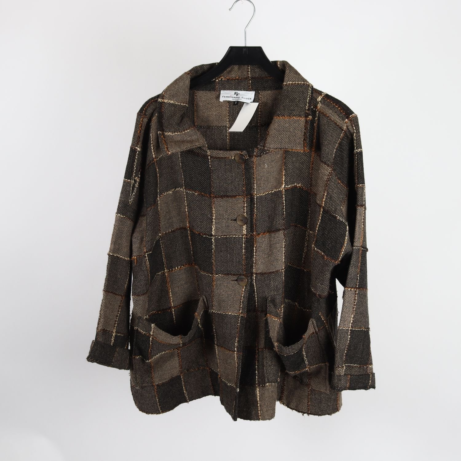 Jacka, Ferdinand Fluck, brun, beige, retro, stl. ca. L.