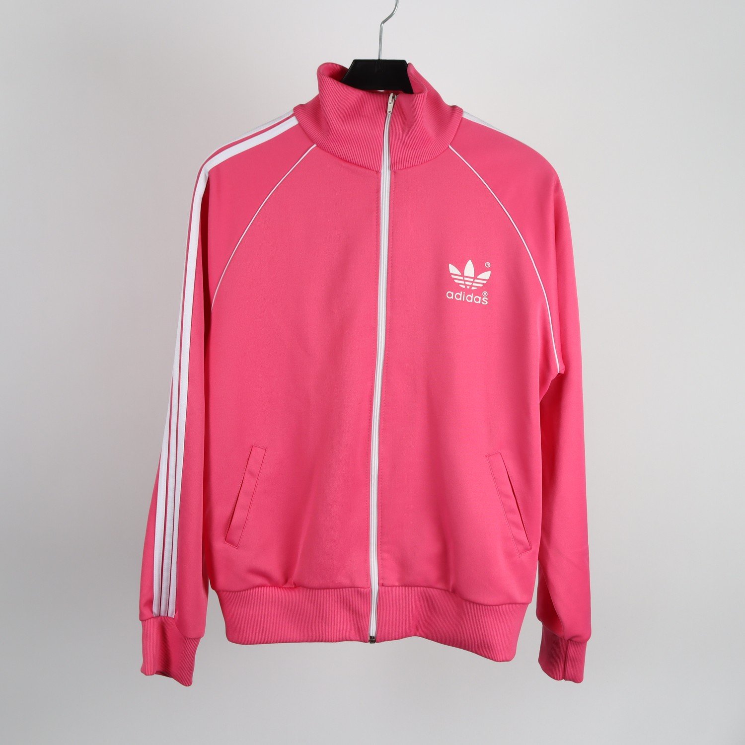 Träningsjacka, Adidas, vit, rosa, stl. ca. L.