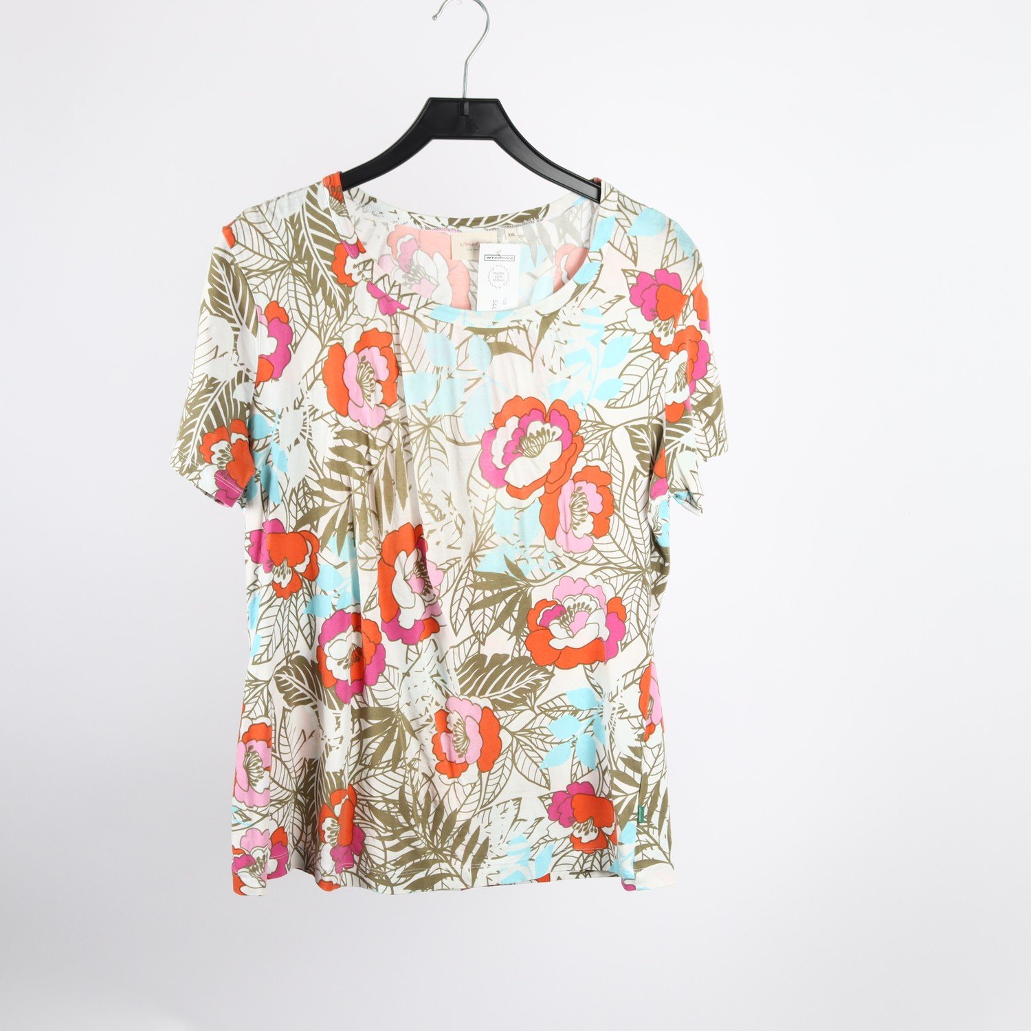 Tröja, Jackpot, blommig, vit, rosa, stl. XXL