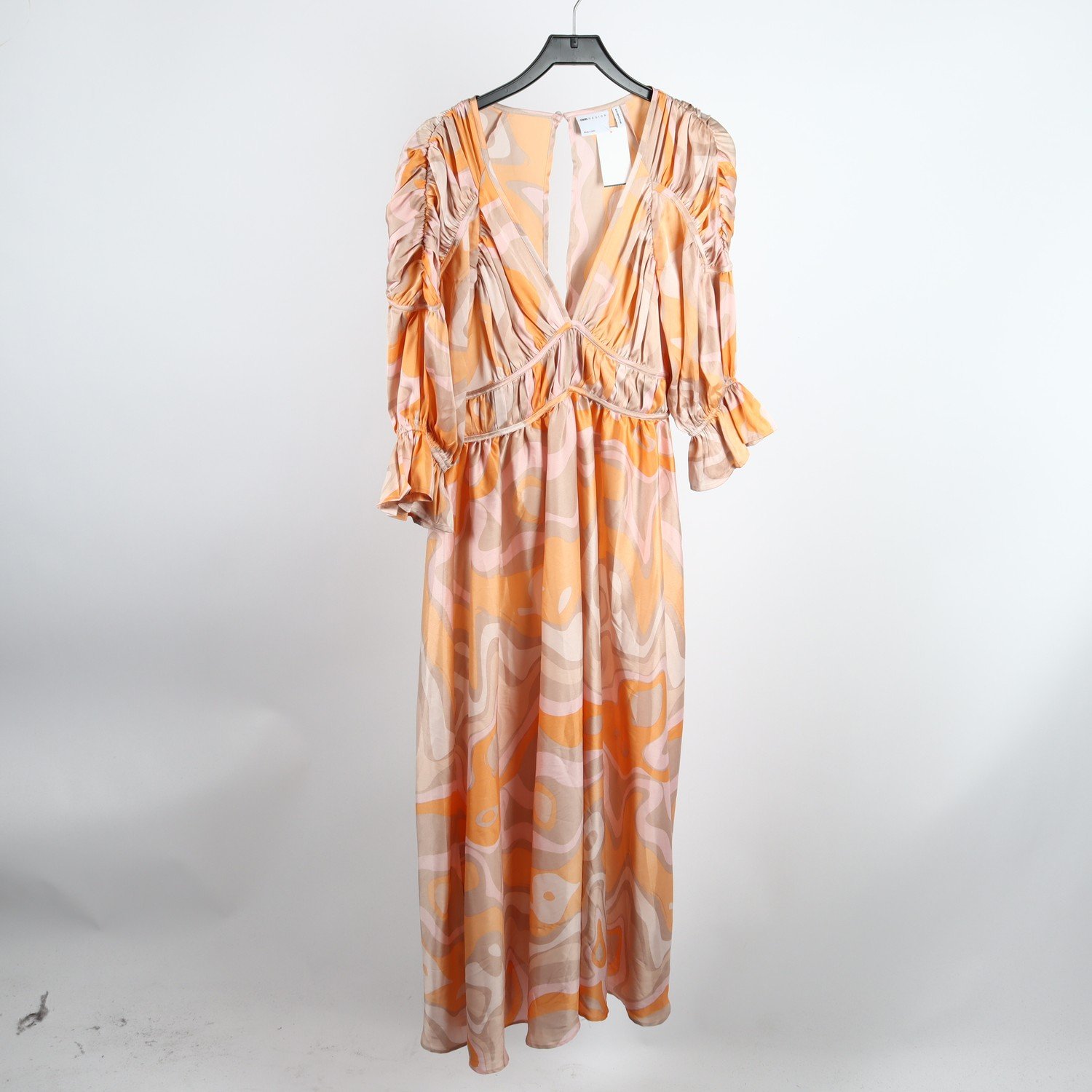 Klänning, Asos Design, mönstrad, rosa, orange, stl. 40.