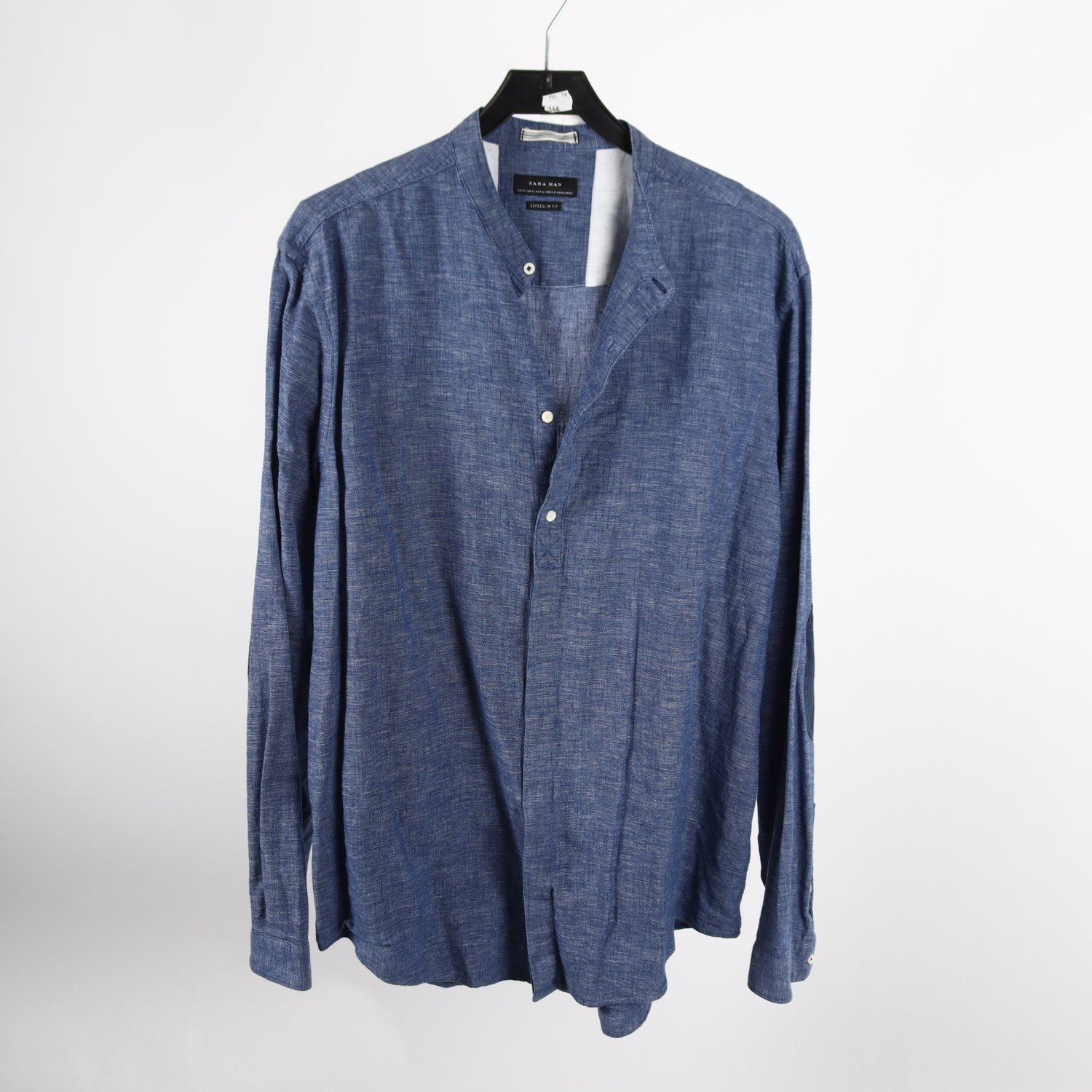 Skjorta, Zara, blå, lin, bomull, stl. XL.