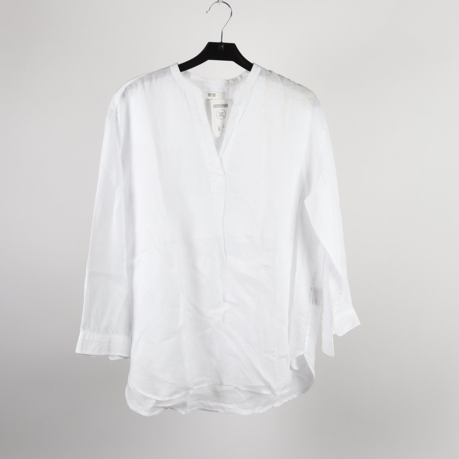 Blus, Uniqlo, vit, lin, stl. M.