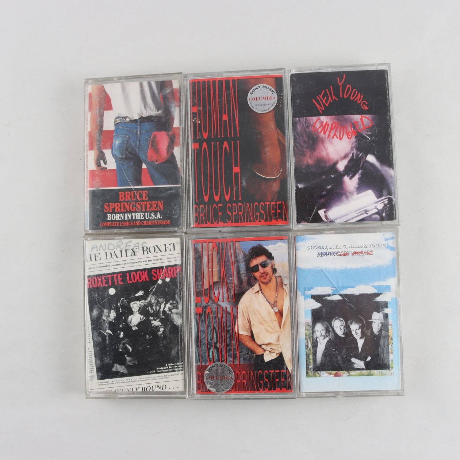 Kassetter, 6 st- Roxette, Neil Young, Stills Nash & Young, Bruce Springsteen