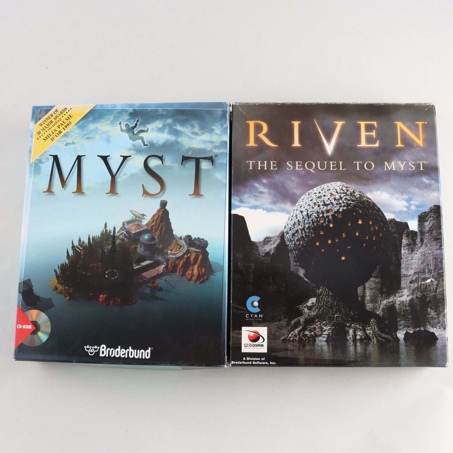 Spel, 2 titlar – Myst och Riven, PC big box