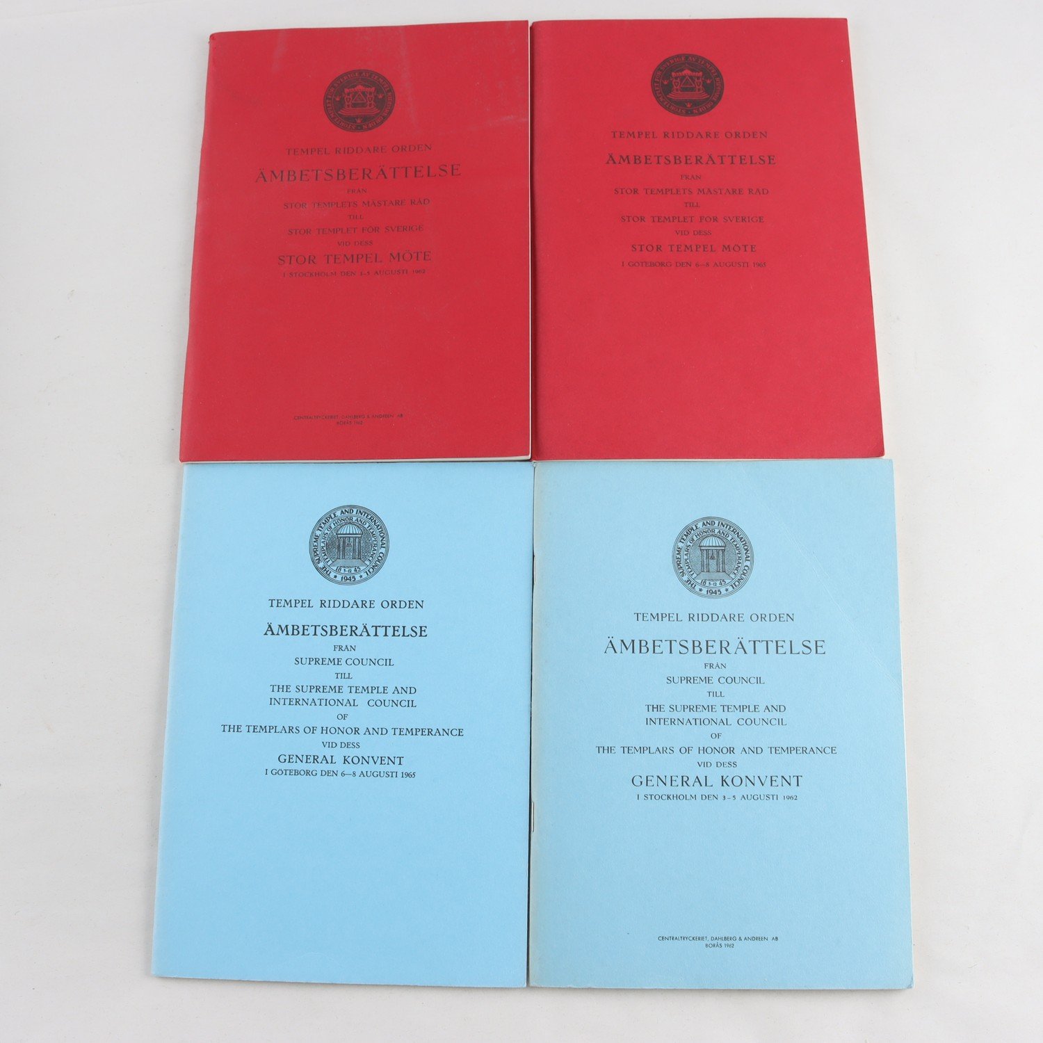 Tempel Riddare Orden, ämbetsberättelser & matriklar, 16 vol.