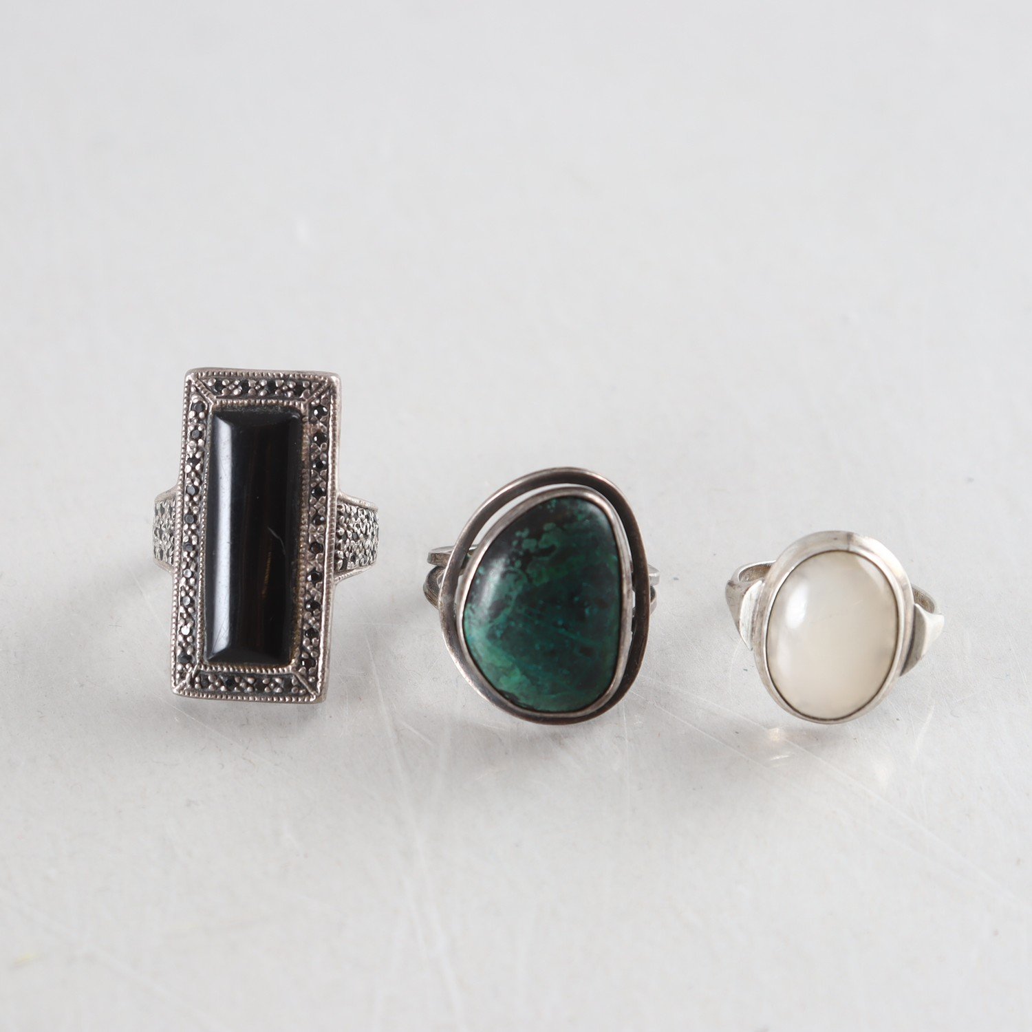 Ringar, Silver, Stenar, 3st, Brv: 19,4g