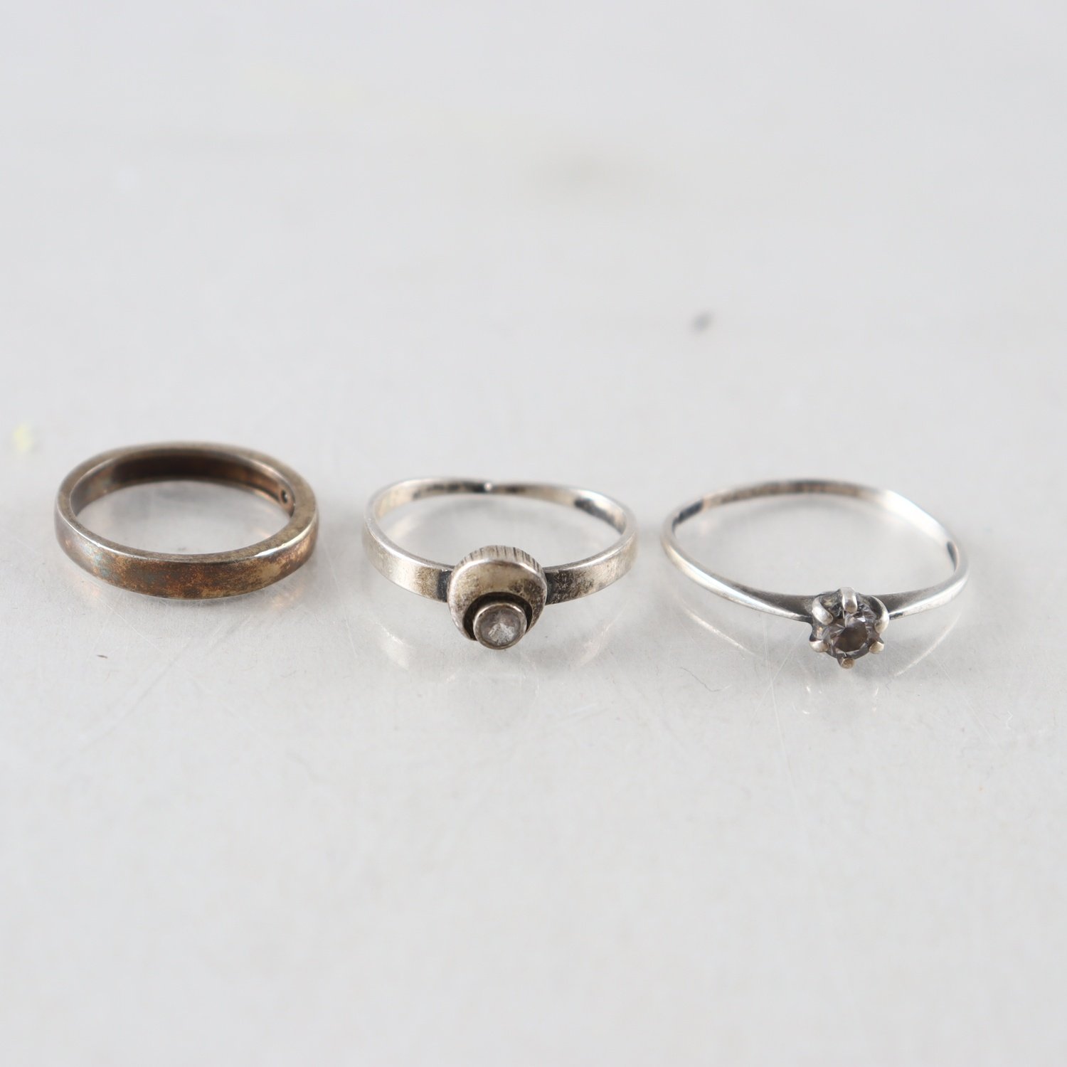 Ringar, Silver, Stenar, 3st, Brv: 5g