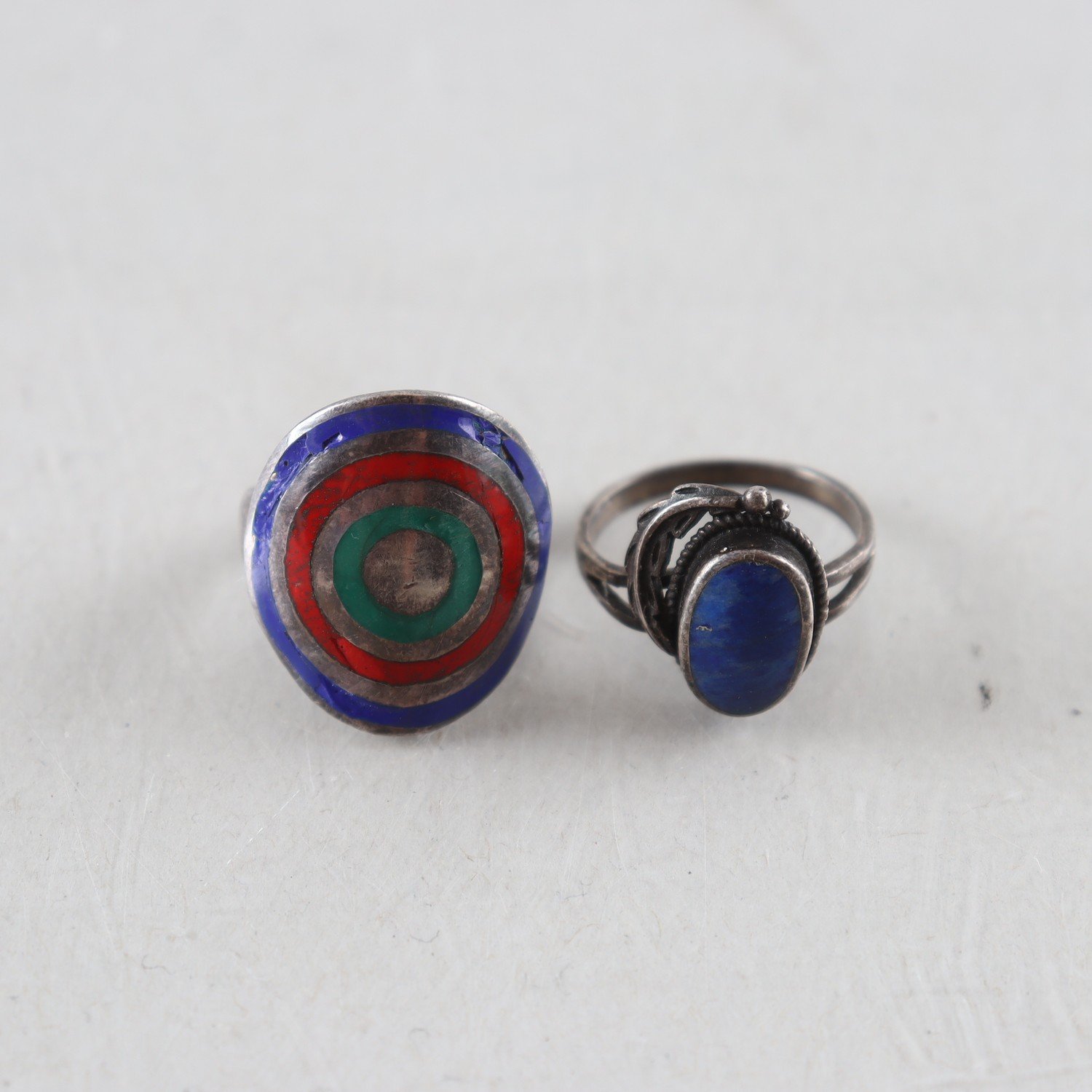 Ringar, Silver, Stenar, Emalj, 2 st, Brv: 9,8g