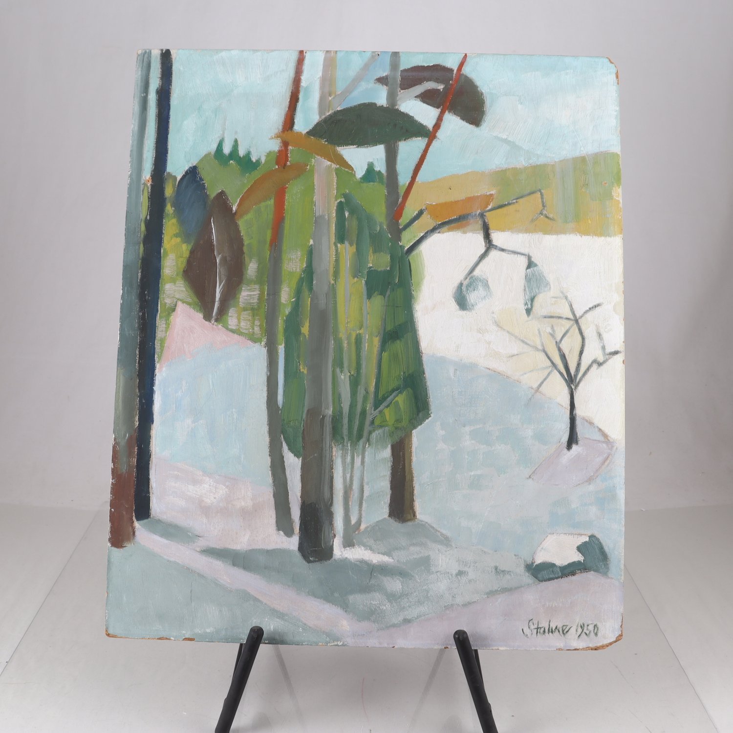 Oljemålning på pannå, Håkan Stahre (1944-2001), 1950. Samfraktas ej.