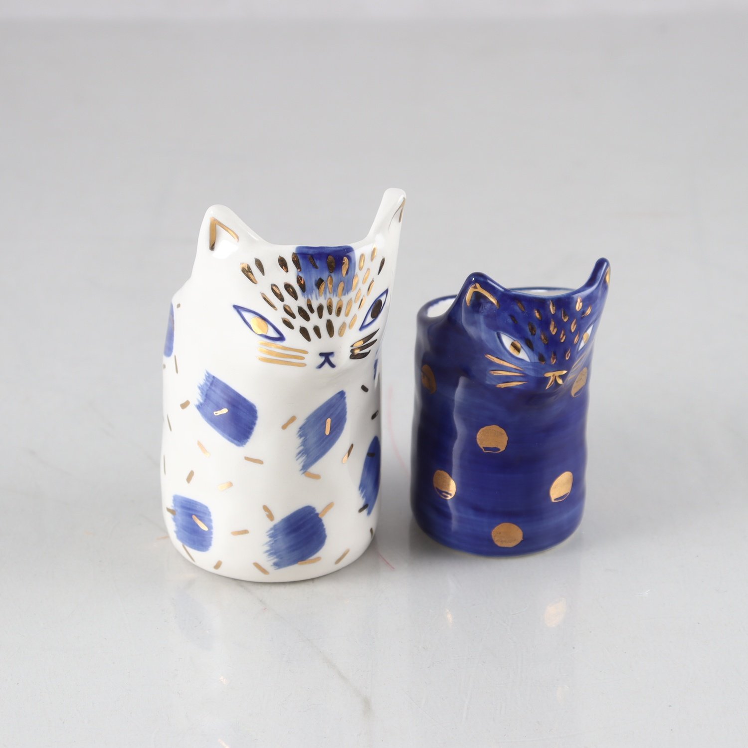 Vaser, porslin, Anthropologie katt, Bird Can fox, 2 st