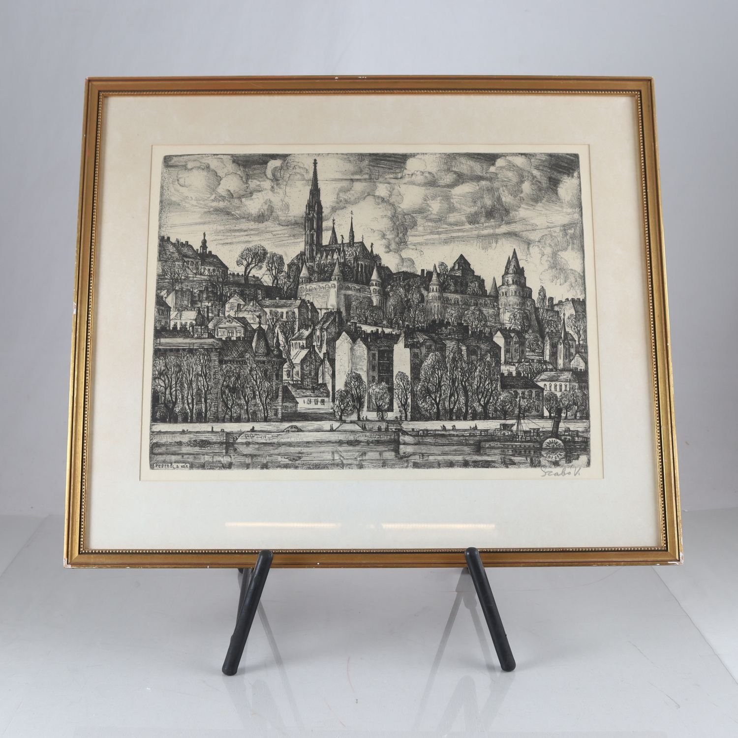 Etsning, Vladimir Szabo, ”Pestrola var” (Slottet i Pest), 1967