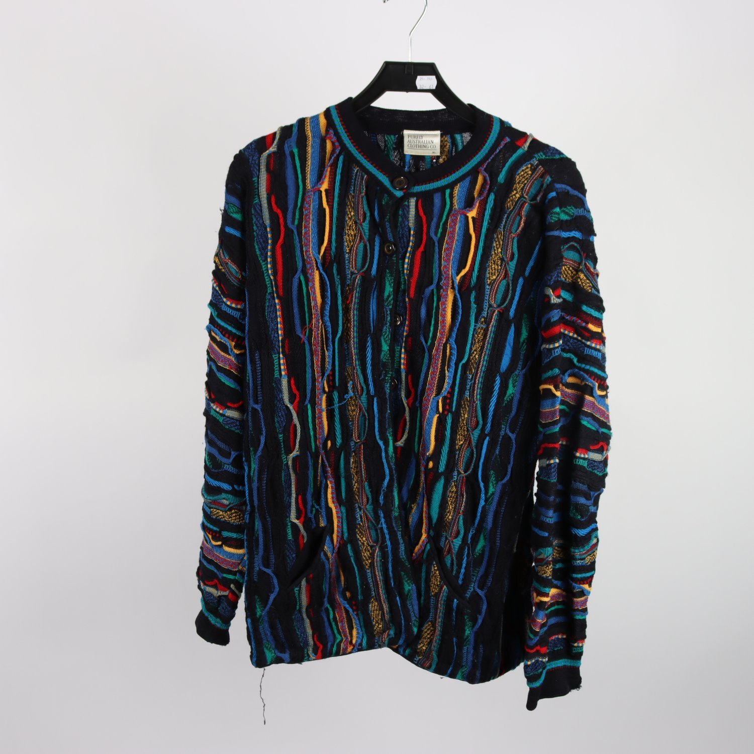 Stickad kofta, Purely Australian, vintage, 100% ull, stl. XL