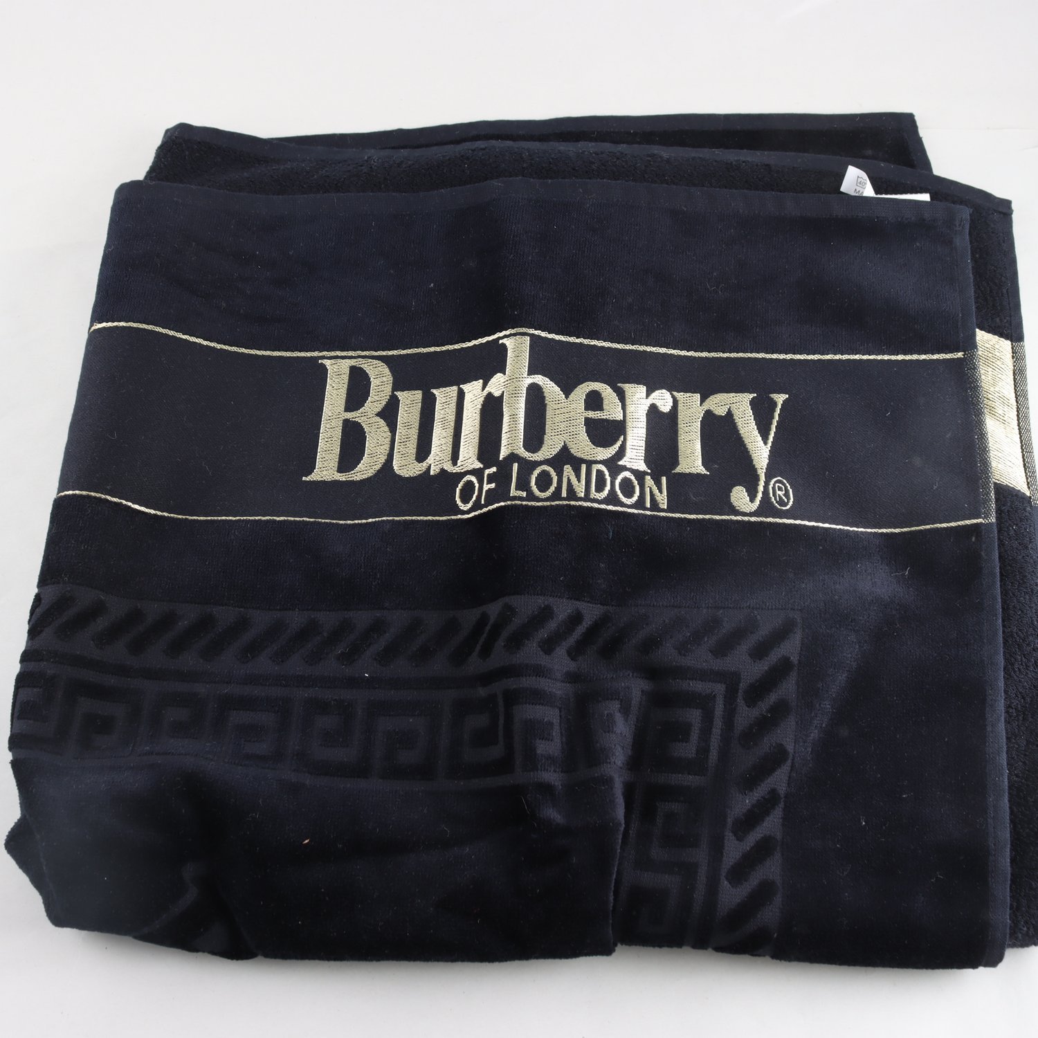 Badlakan, Burberry, svart, guld.