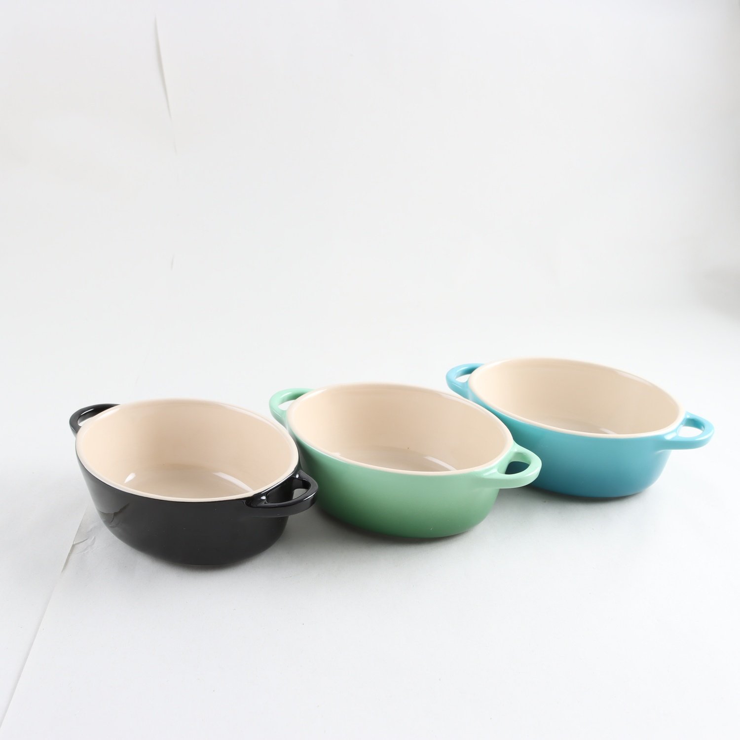 Formar, Le Creuset, svart, grön, turkos, 3 st.