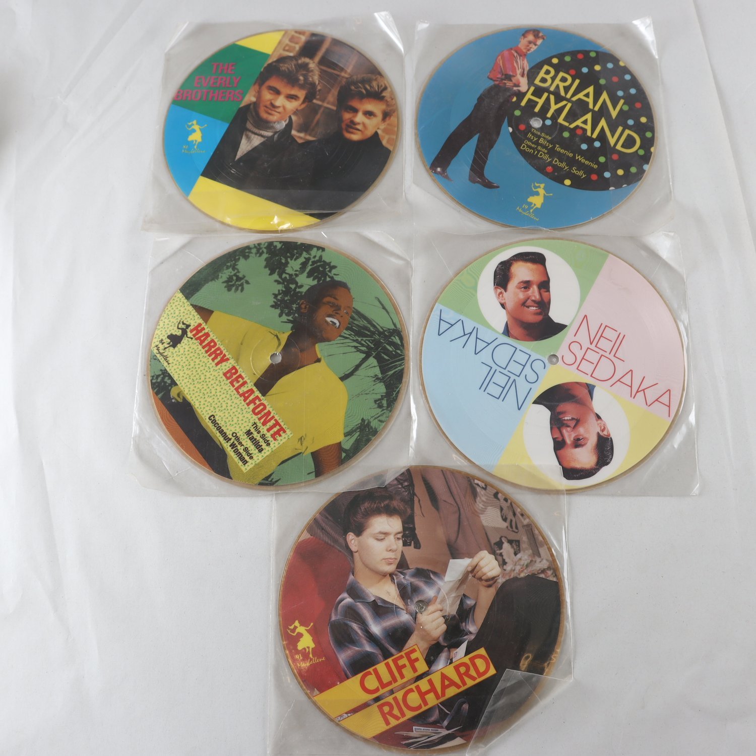 Singel Picture Disc: The Everly Brothers, Brian Hyland, Harry Belafonte,