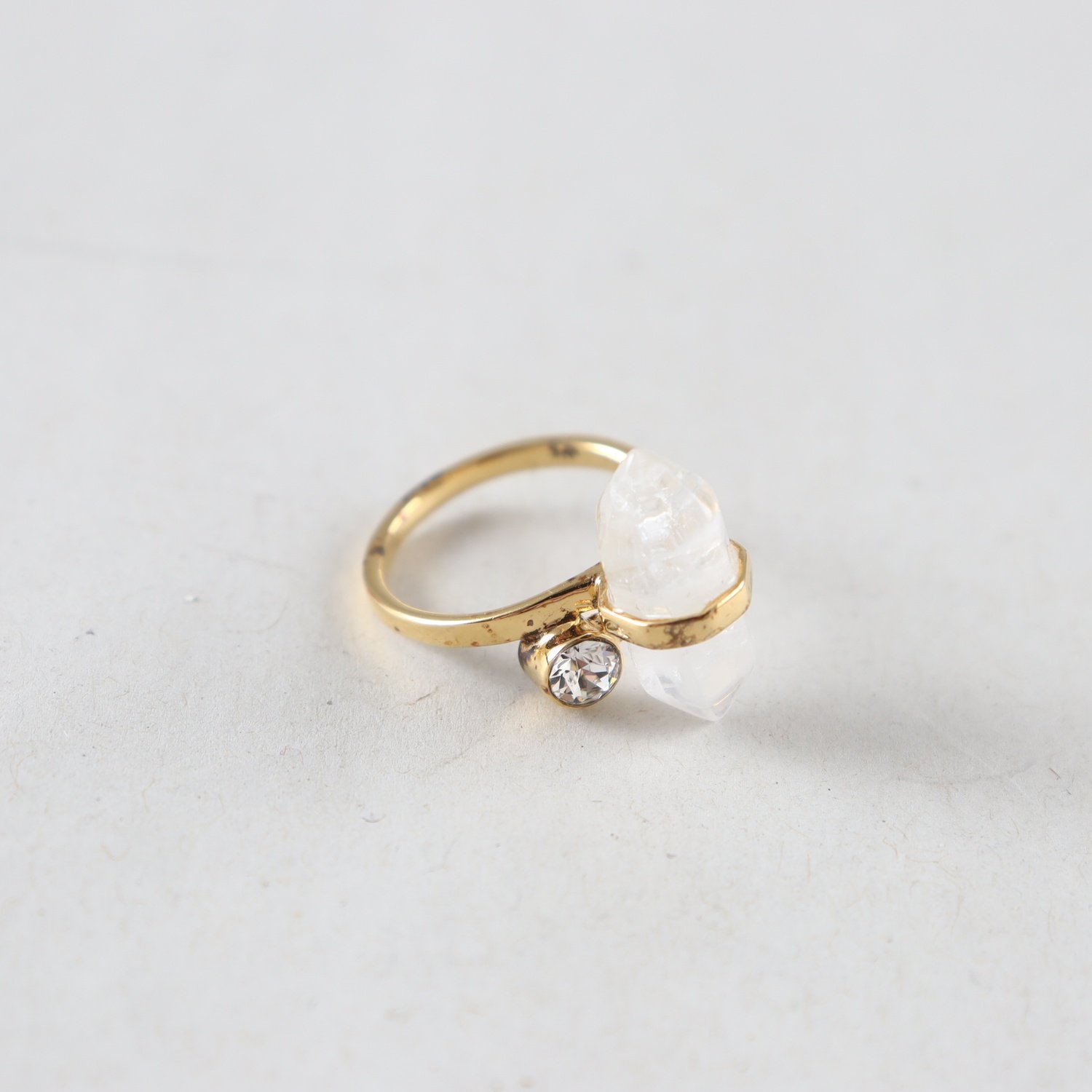 Ring, Guldöverdraget Silver, Stenar, Brv: 3,3g