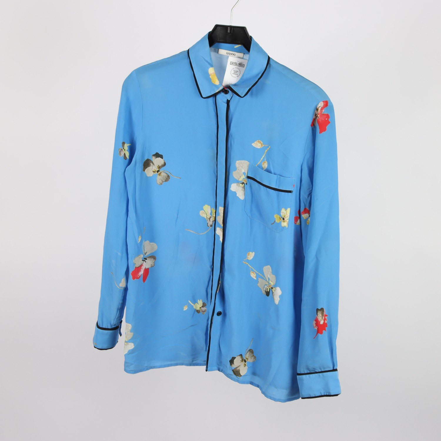 Blus, Ganni, mönstrad, stl. 38