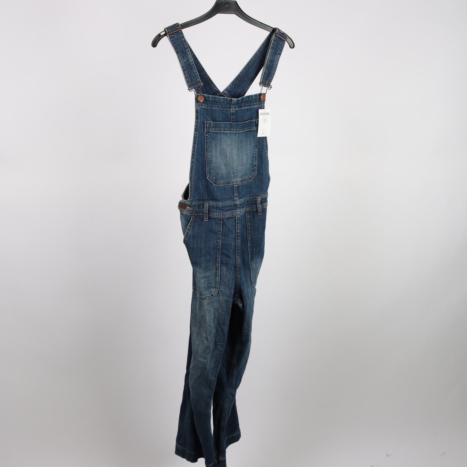 Denim Hängselbyxor, H&M, blå, stl. 40