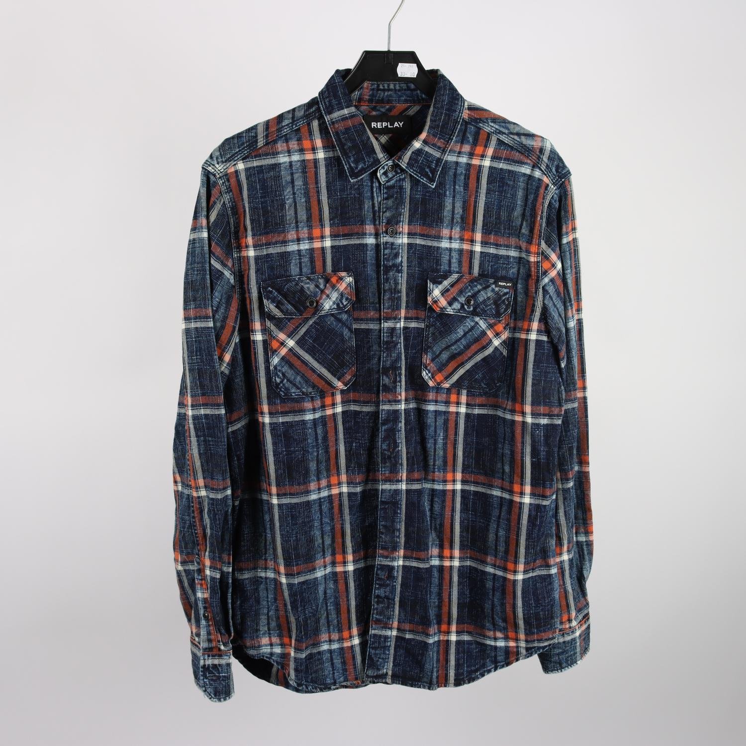 Skjorta, Replay, rutig, denim, stl. XXL