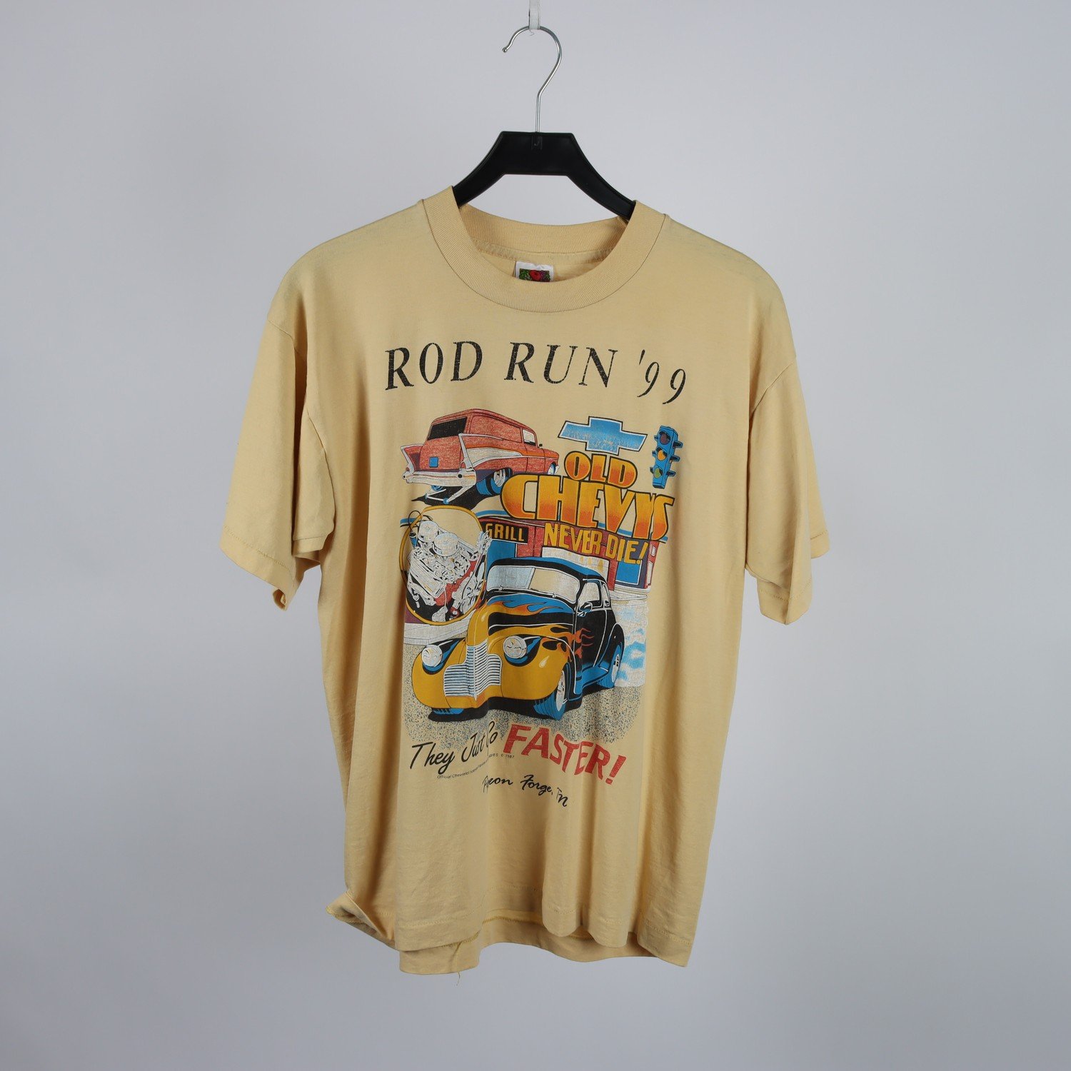T-shirt, Fruit of the Loom, Rod Run ”99, gul beige, stl. L