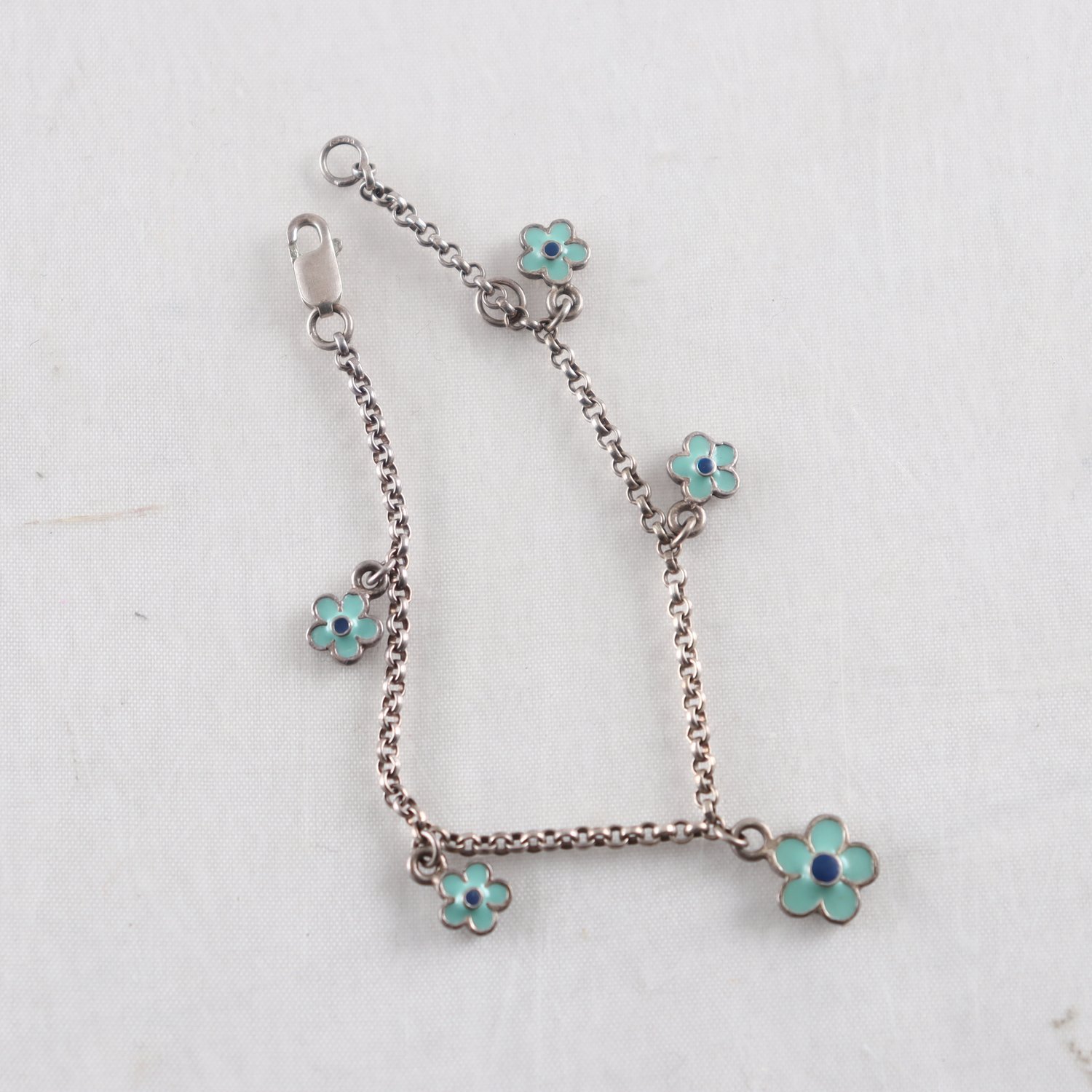 Armband, Silver, Berlocker, Emalj, Brv: 4,9 g
