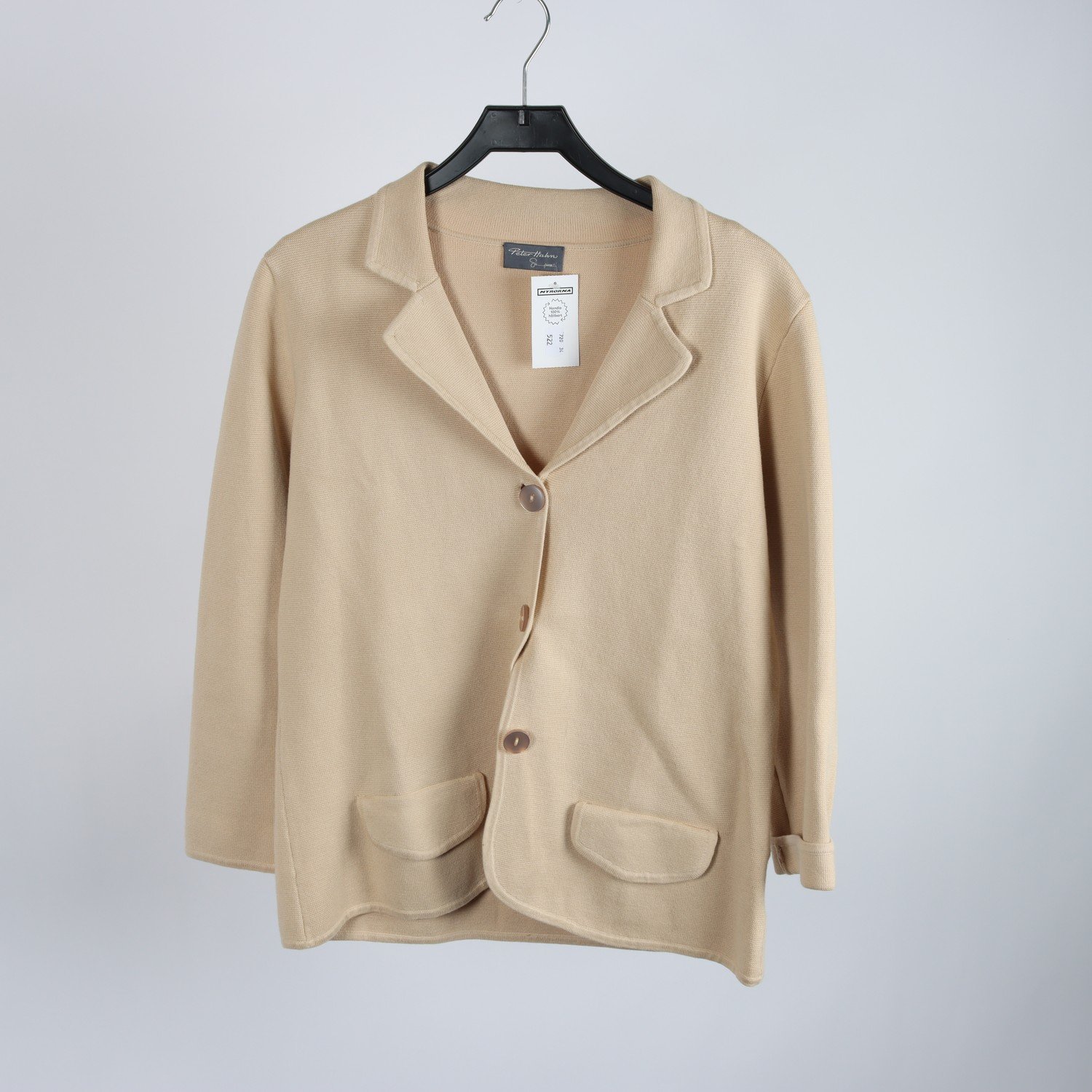 Kavaj, Peter Hahn, beige, stickad, stl. 36.
