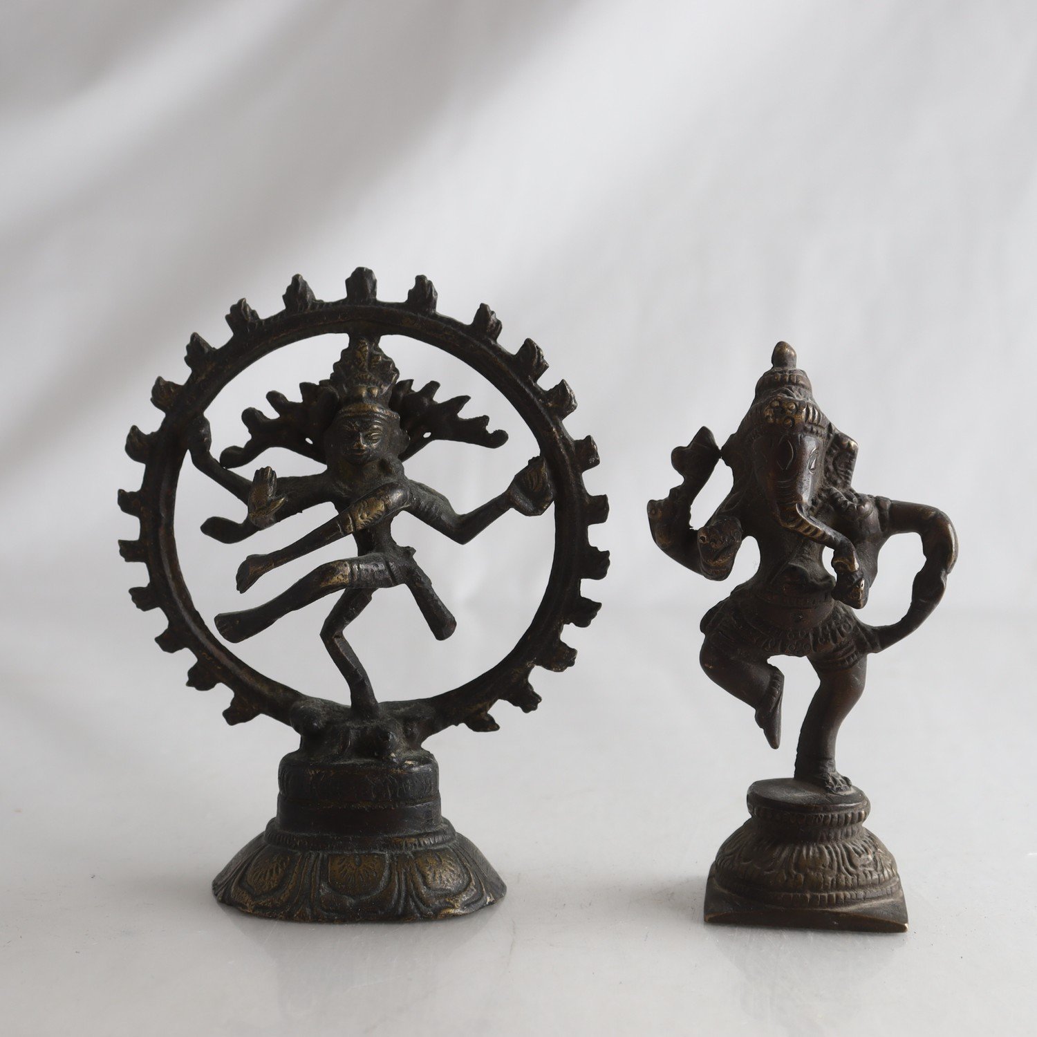Figuriner, brons, Natarja, Ganesha, 2 st