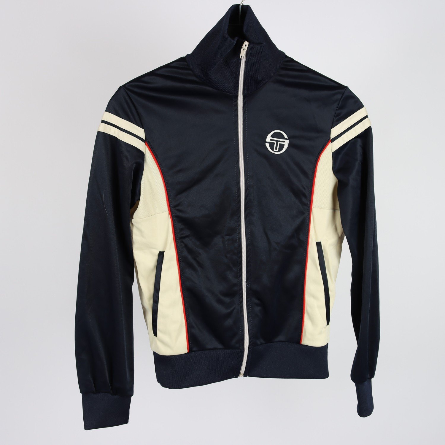 Träningsjacka, Sergio Tacchini, vintage, blå/beige, stl. 42