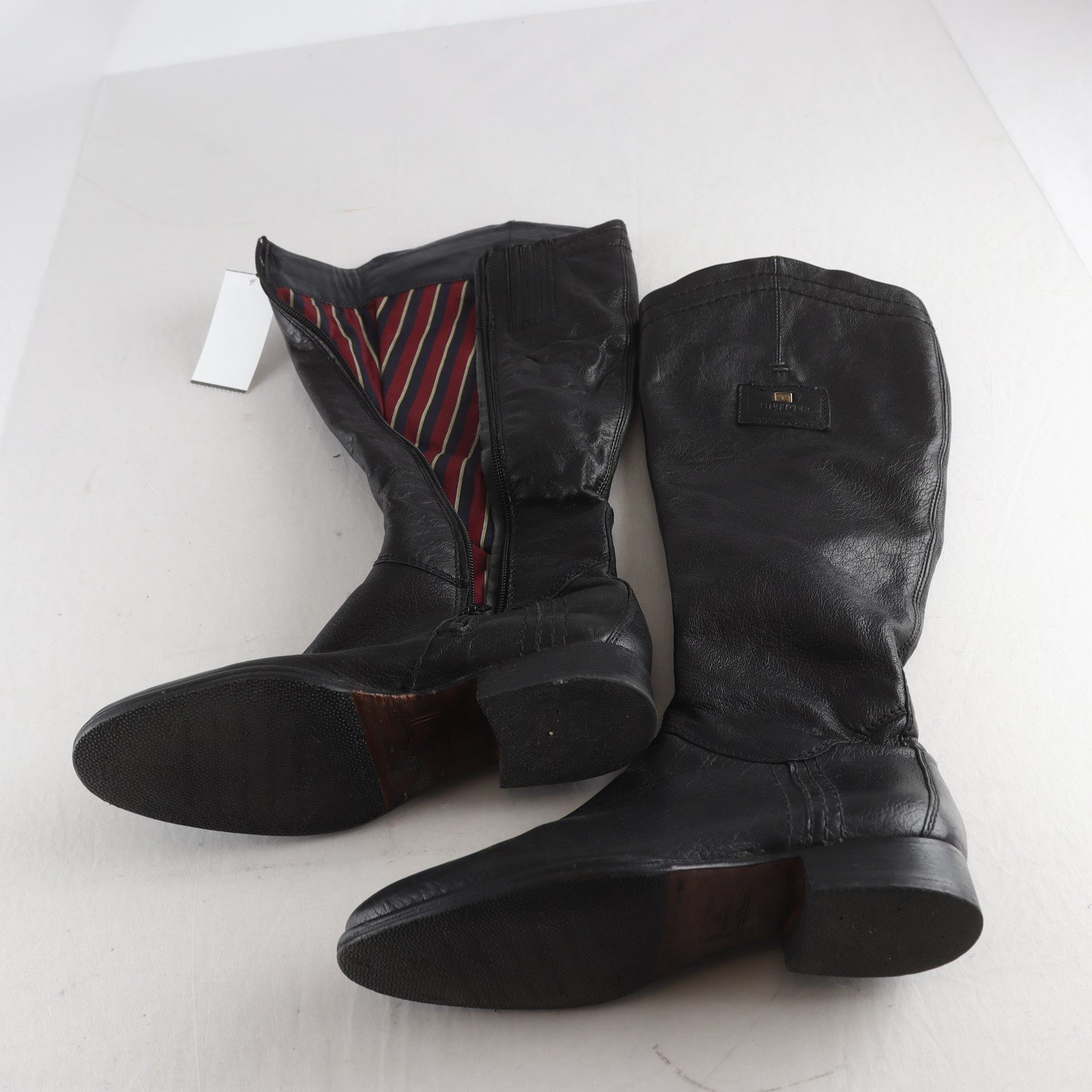 Stövlar, Hilfiger, svart, skinn, stl. 37.