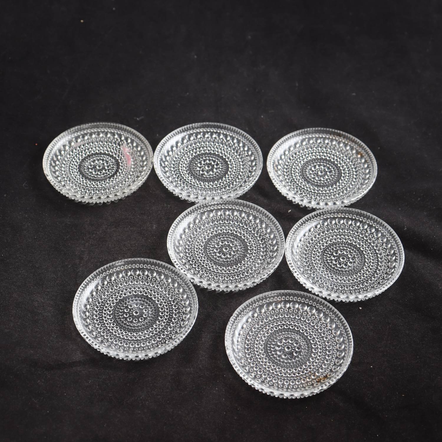 Glasunderlägg, Kastehelmi, Oiva Toikka, Iittala, 7 st