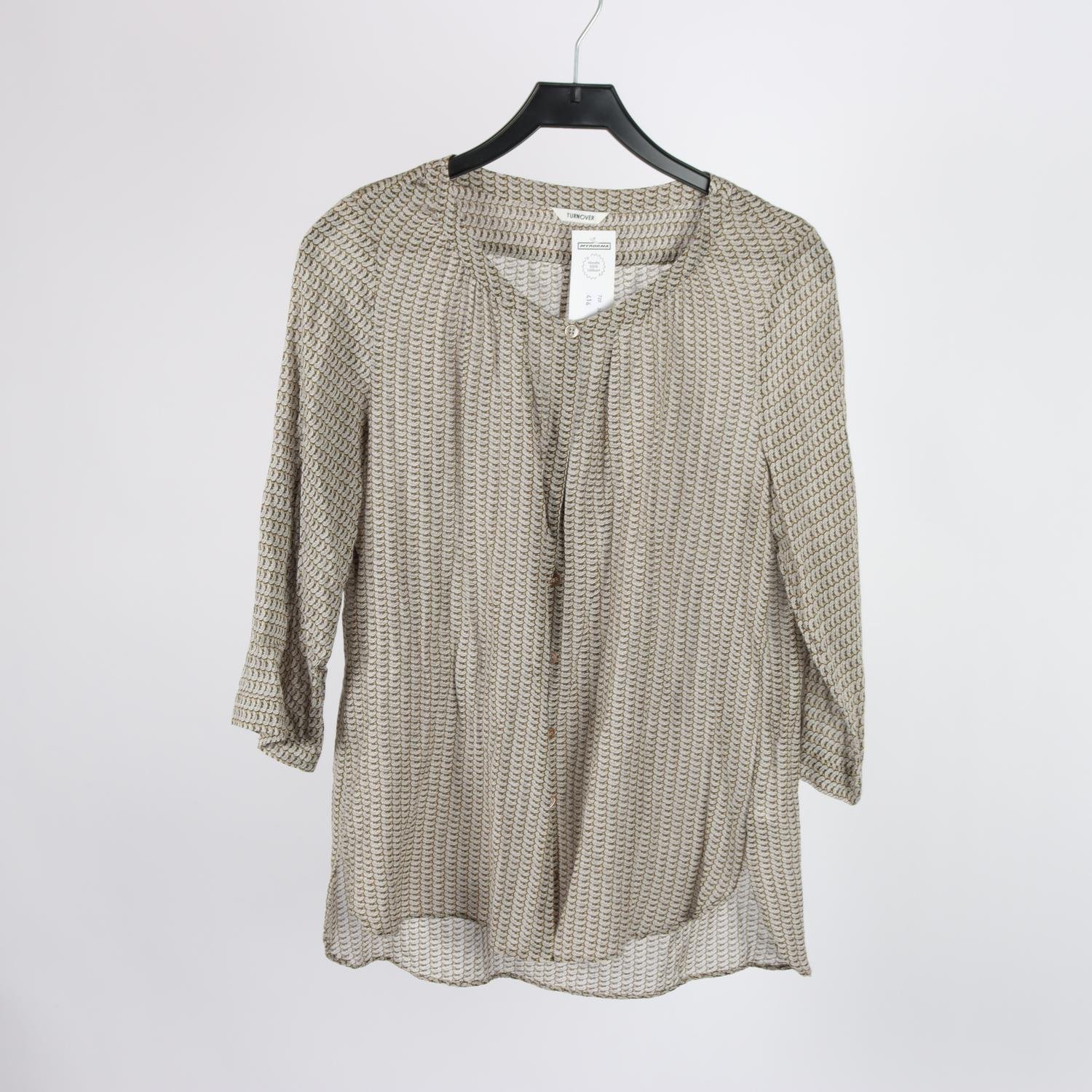 Blus, Turnover, beige, silke, bomull, stl. 42.