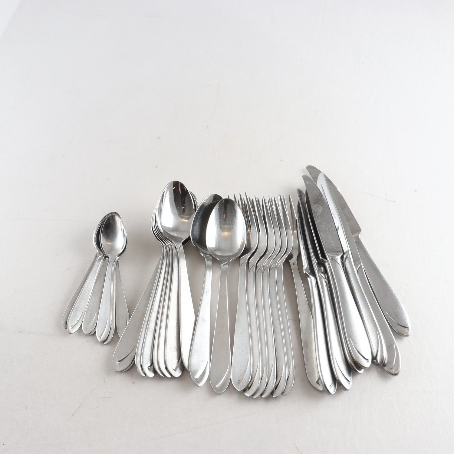 Bestick, Nilsjohan, ”Johanna”, rostfritt stål, kniv, gaffel, sked, kaffesked.