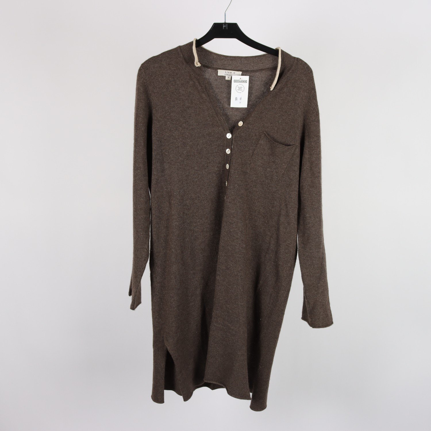 Klänning, Lisa C, brun, grå, cashmere, stl. M.