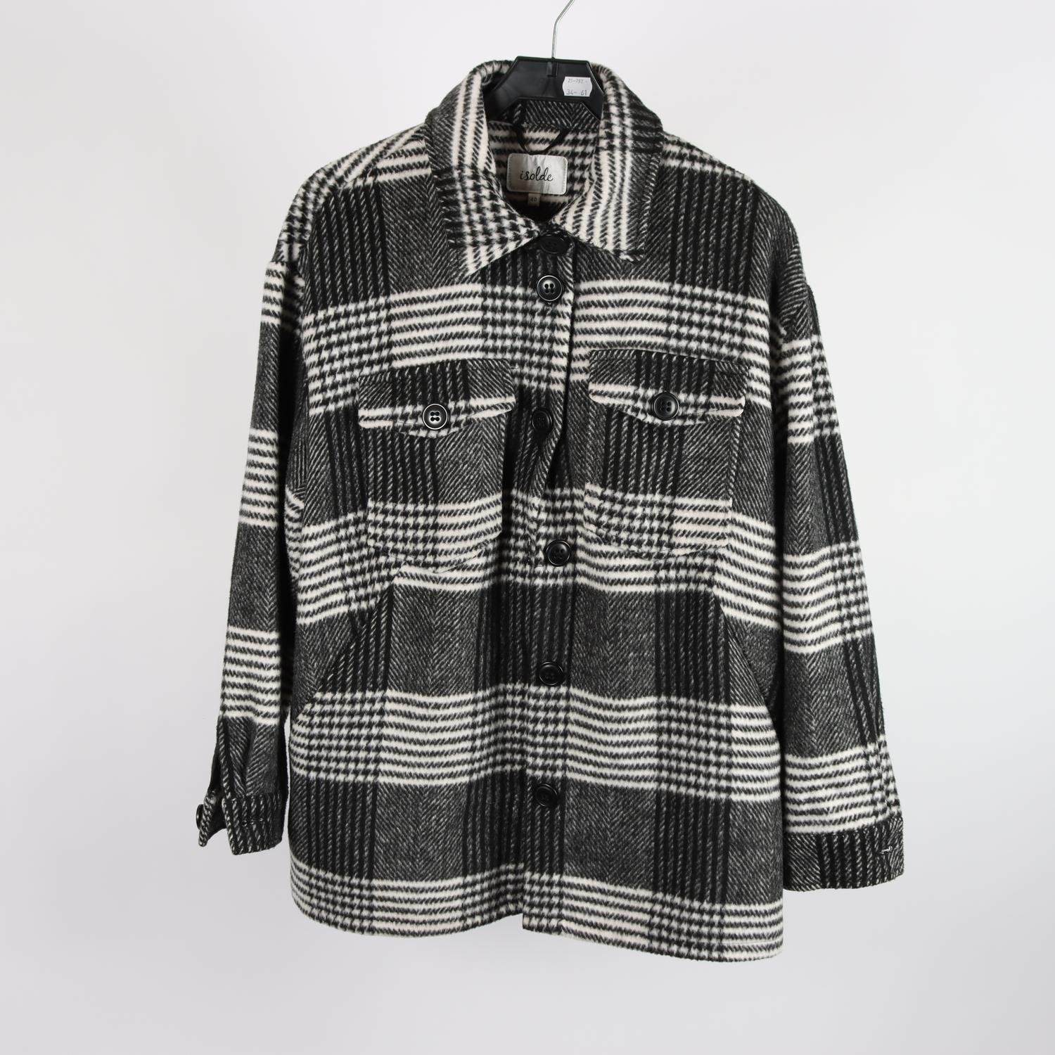Skjortjacka, Isolde, ullmix, rutig, stl. 40