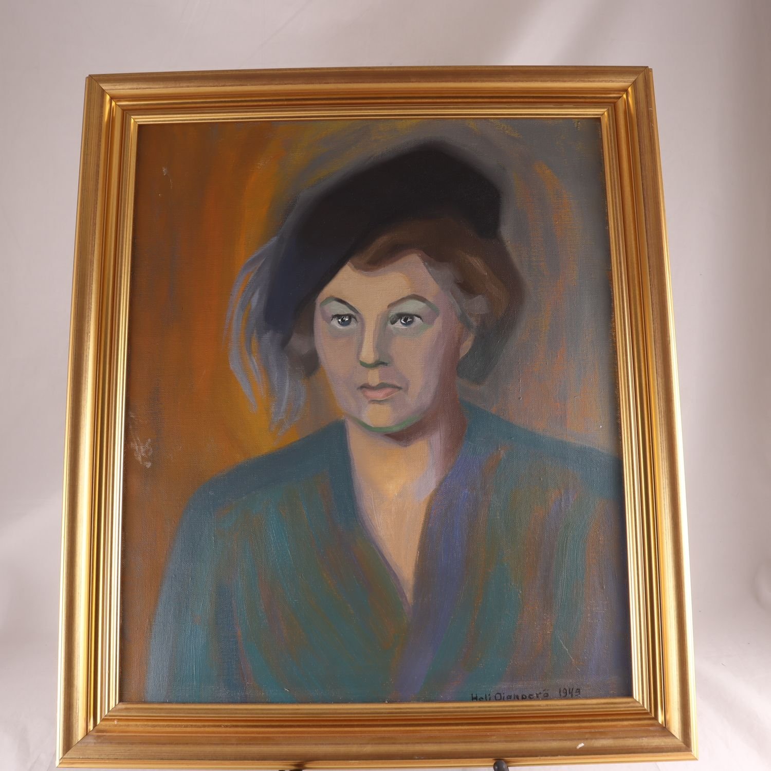 Olja på duk, porträtt, Heli Ojanperä, (1921-1994), Finland. Endast avhämtning.