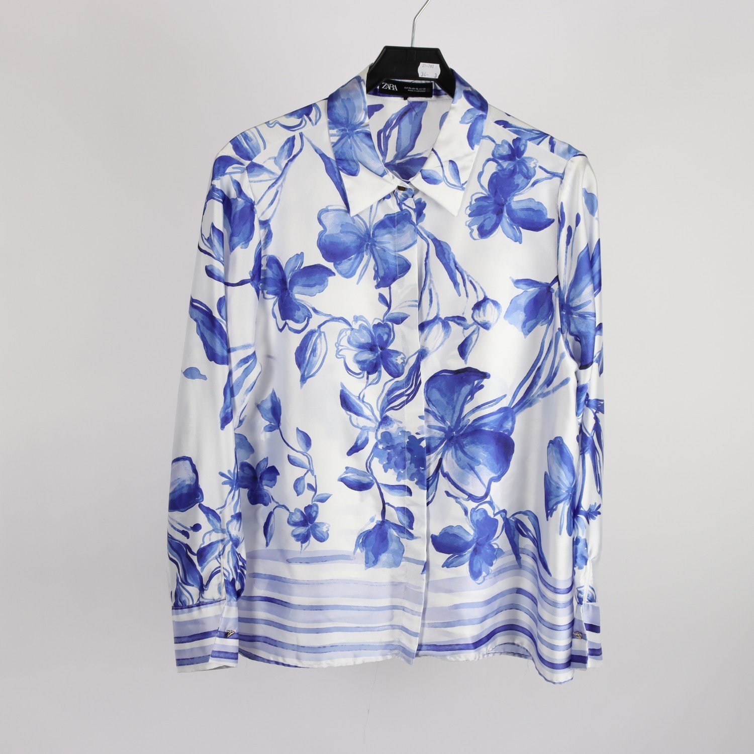 Skjorta, Zara, blommig, satin, stl. XL