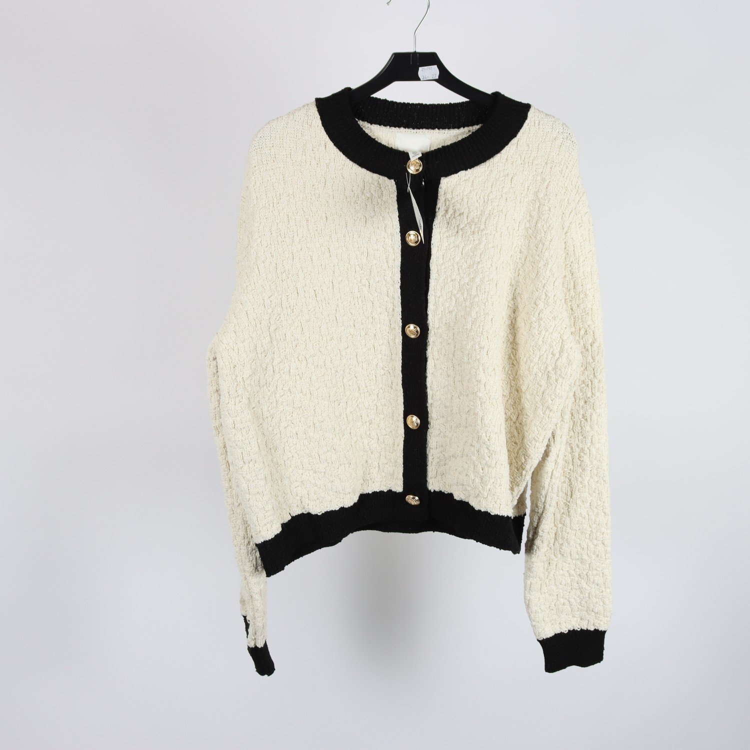 Stickad jacka, H&M, boucle, stl. L