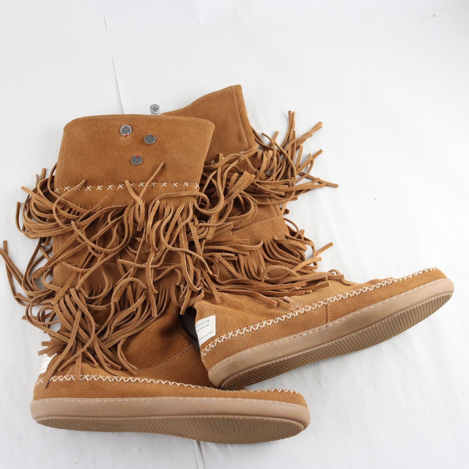 Hög Moccasin, Odd Molly, mocka, fransar, stl. 39