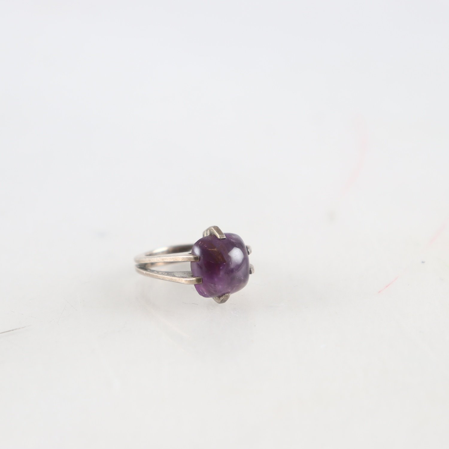 Ring, silver 835, lila sten, 60/70-tal.