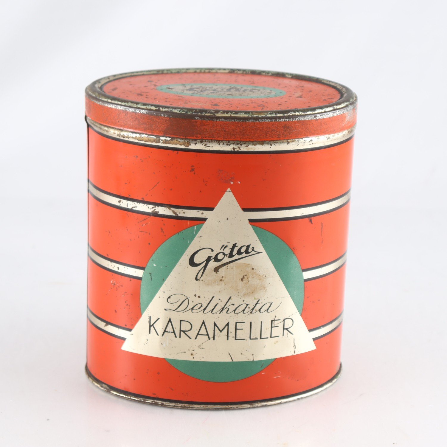 Plåtemblage, delikata karameller, Göta, retro