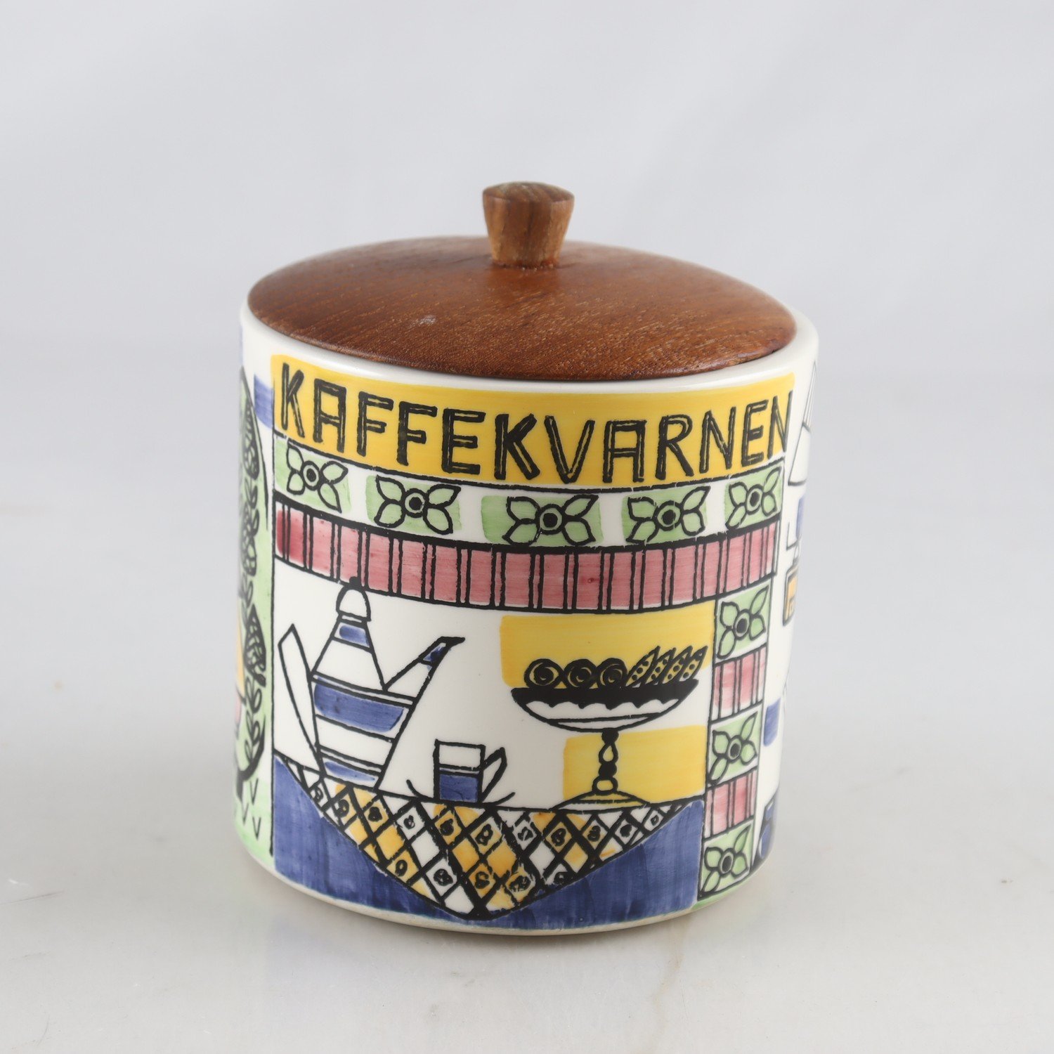Keramikburk, trälock, Kaffekvarnen, Anita Nylund, JIE