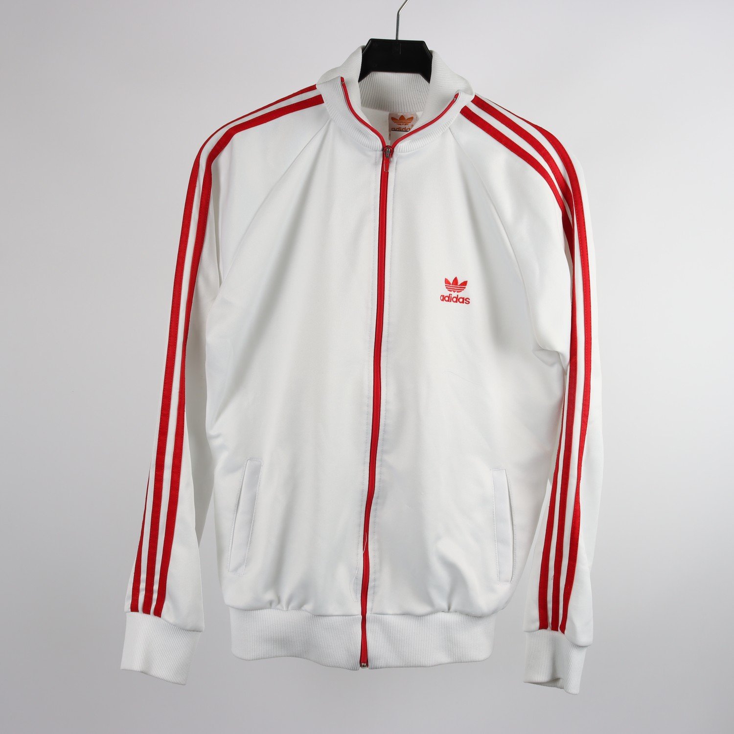 Sportjacka, Adidas, vit, röd, stl. L