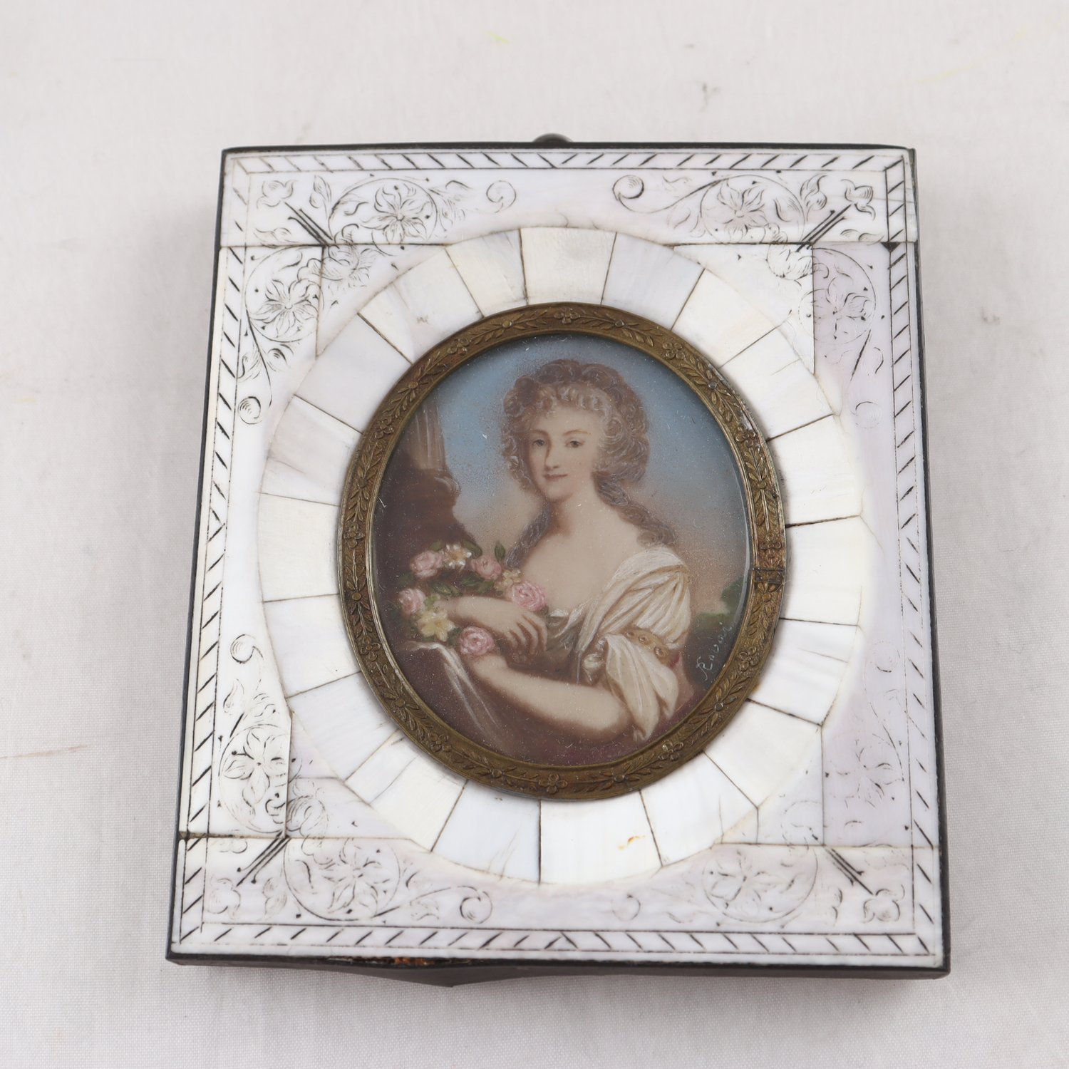 Miniatyrmålning, benram, 1800-/1900-tal