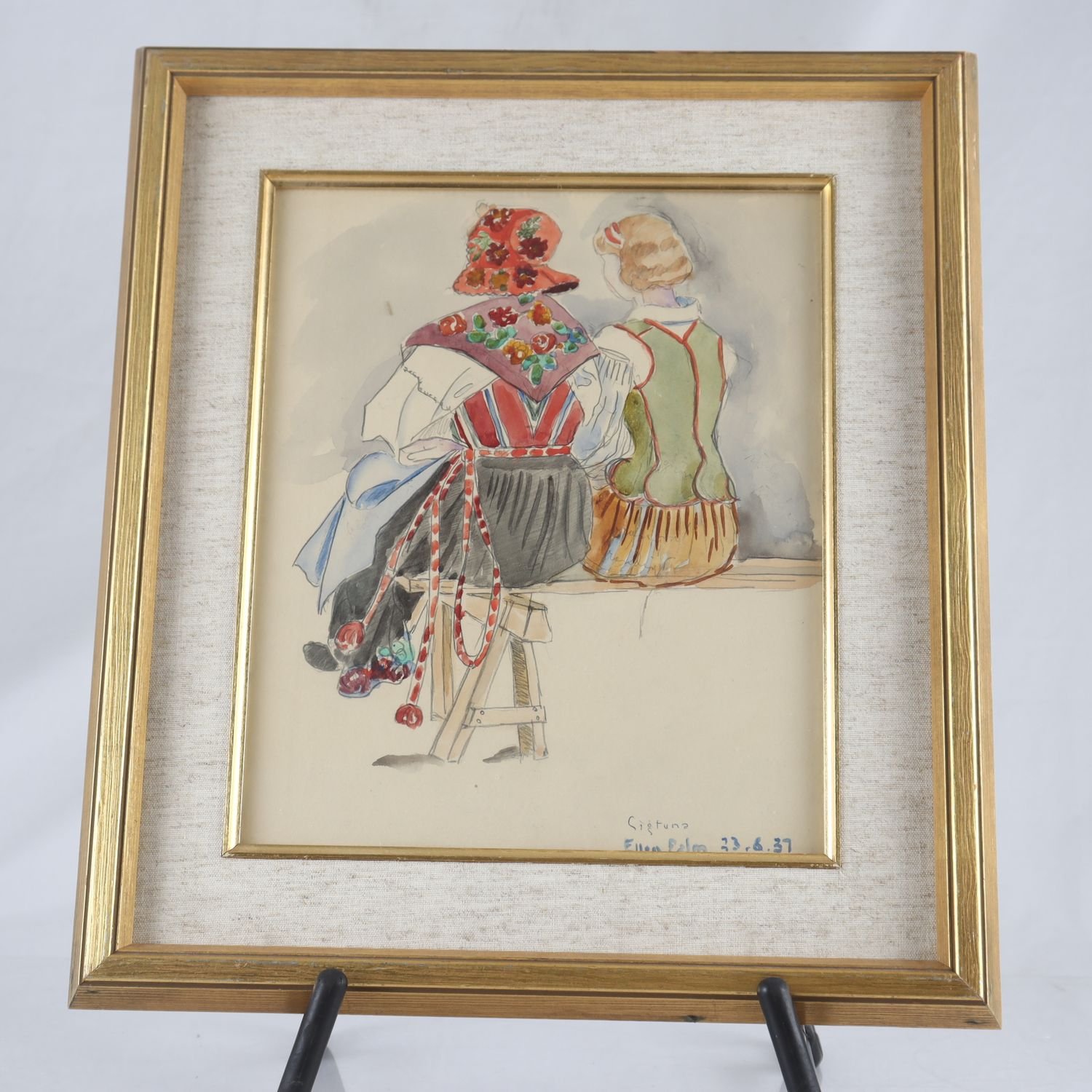 Akvarell, Ellen Palm, (1888-1949), signerad, 1937. Samfraktas ej.