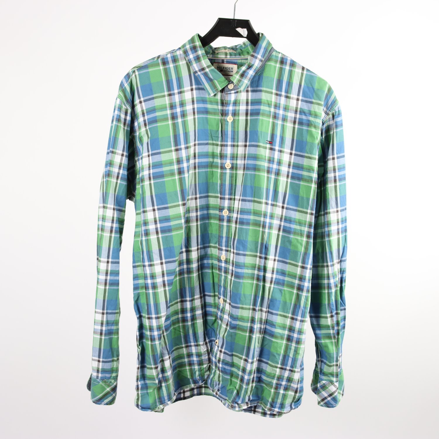 Skjorta, Tommy Hilfiger, grön, blå, rutig, stl. XL