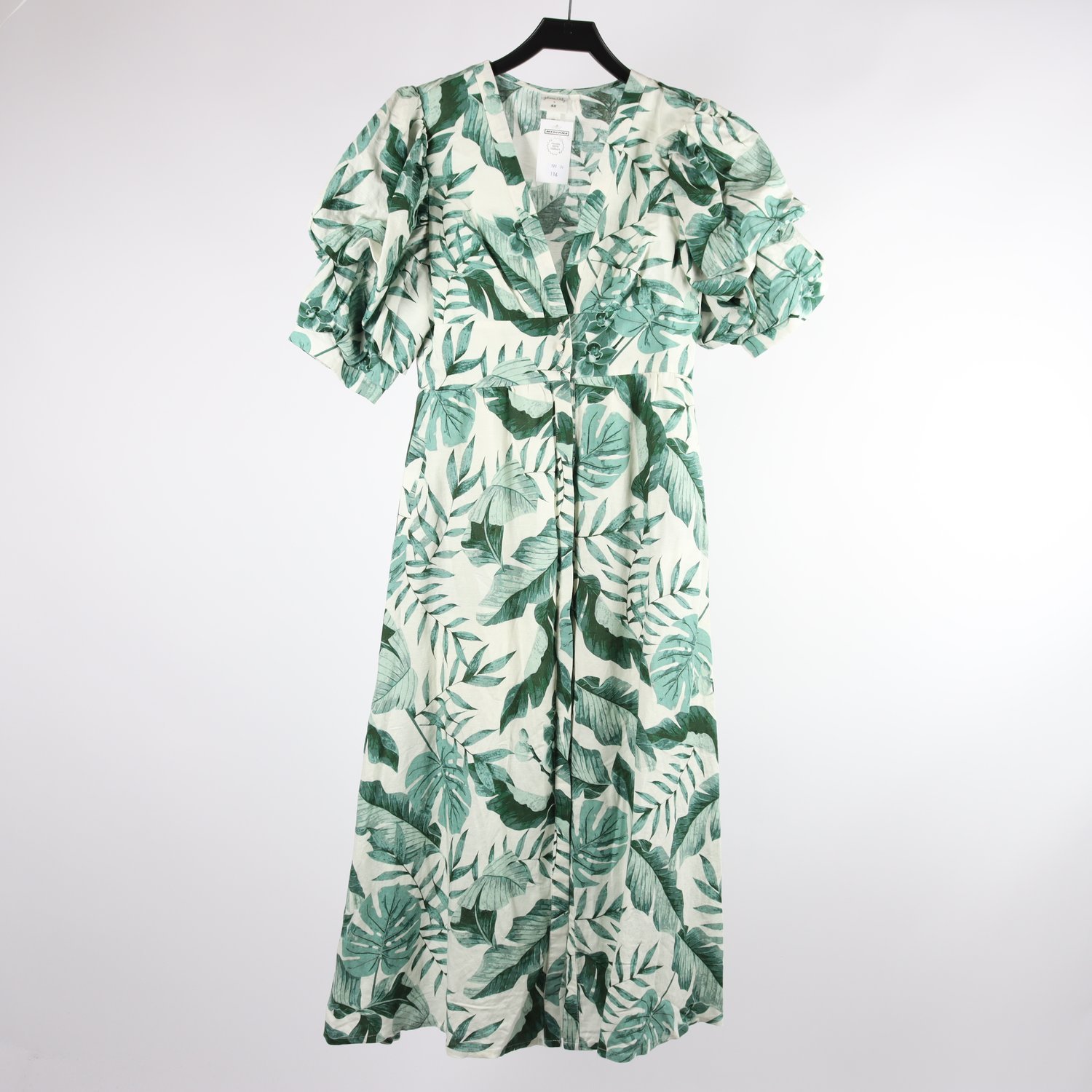 Klänning, Johanna Ortiz x H&M, grön, vit, mönstrad, stl. 38