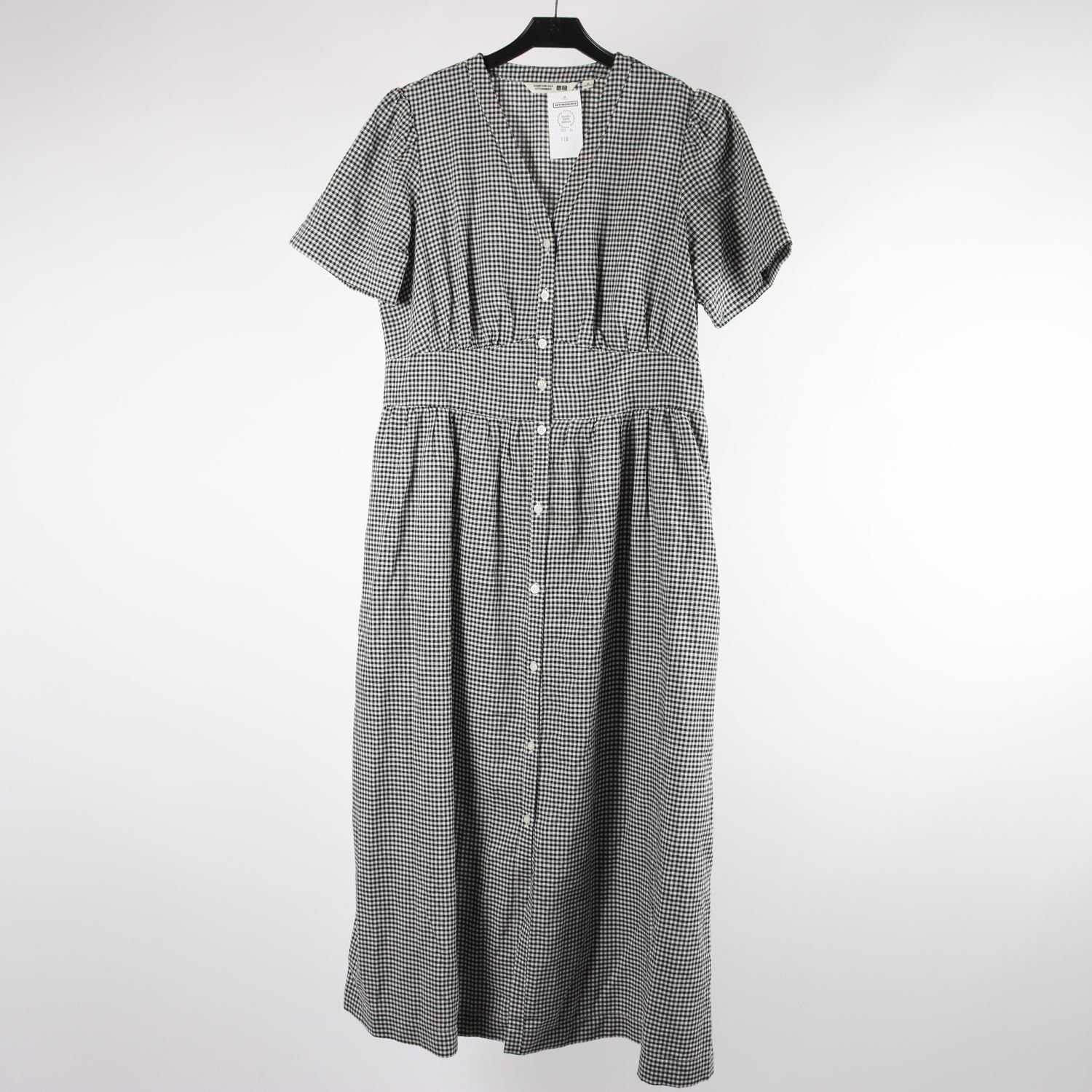 Klänning, Comptoir Des Cotonniers x Uniqlo, svart, vit, rutig, stl. M